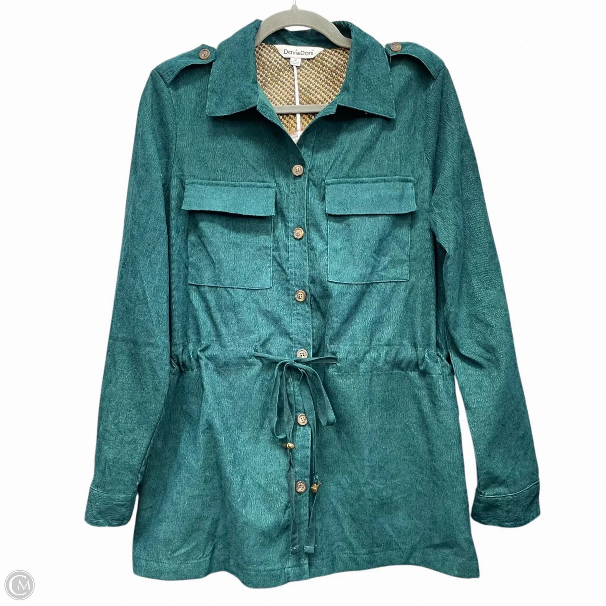Jacket Shirt By Davi & Dani In Green & Tan, Size: M Stylish Daily Fit