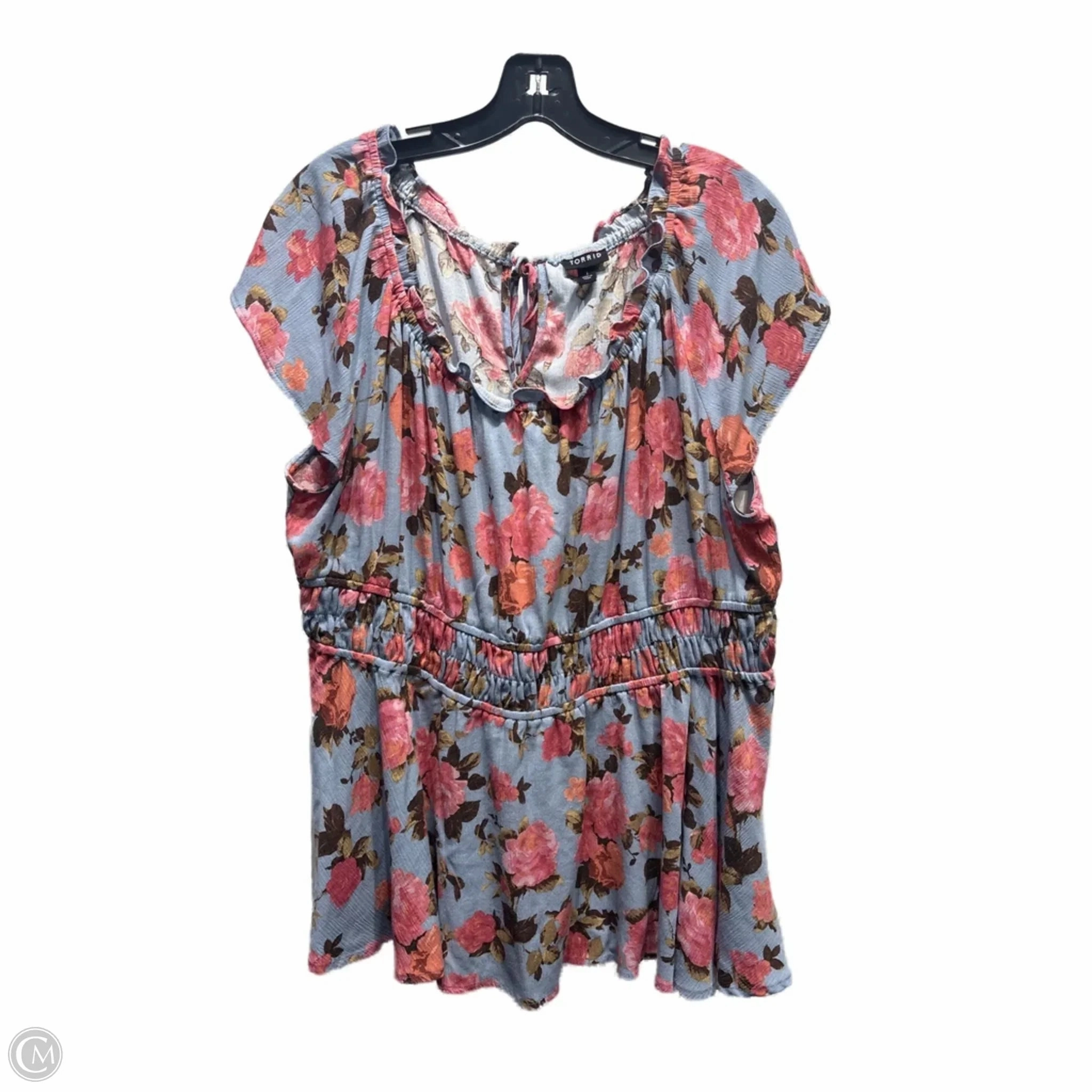 Top Short Sleeve By Torrid In Blue & Pink, Size: 1x Flexible stretch