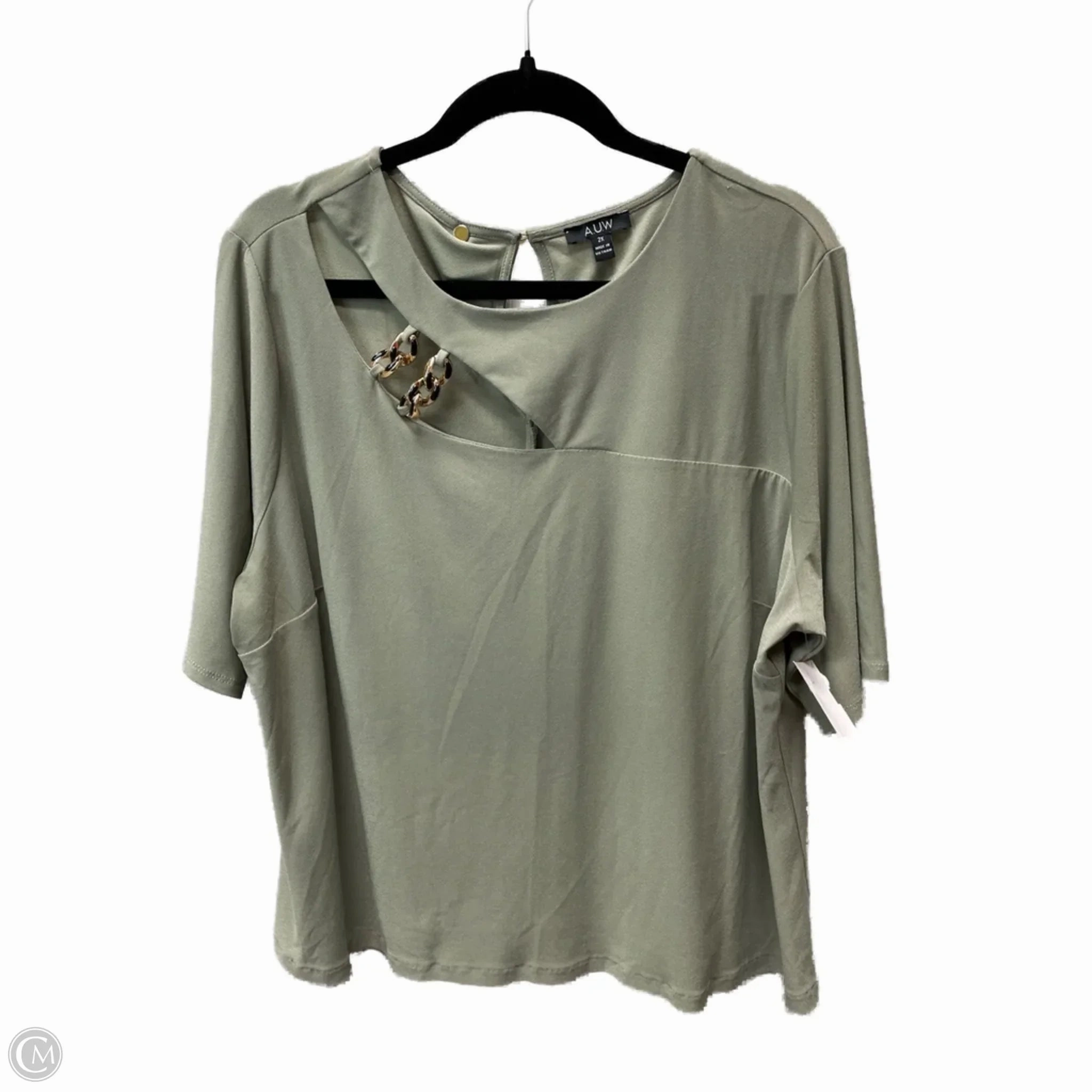 Top Short Sleeve By Auw In Green, Size: 2x Minimalist Apparel