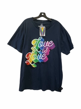 Sleek Design Fit Soft Knit Top Short Sleeve Basic By Love is Love In Rainbow Print, Size: 2x