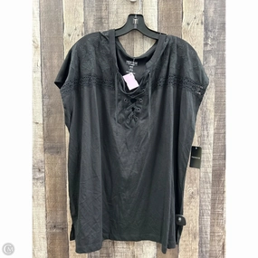 Classic and Comfy Wrinkle Free Fabric Top Short Sleeve By Torrid In Black, Size: 2x