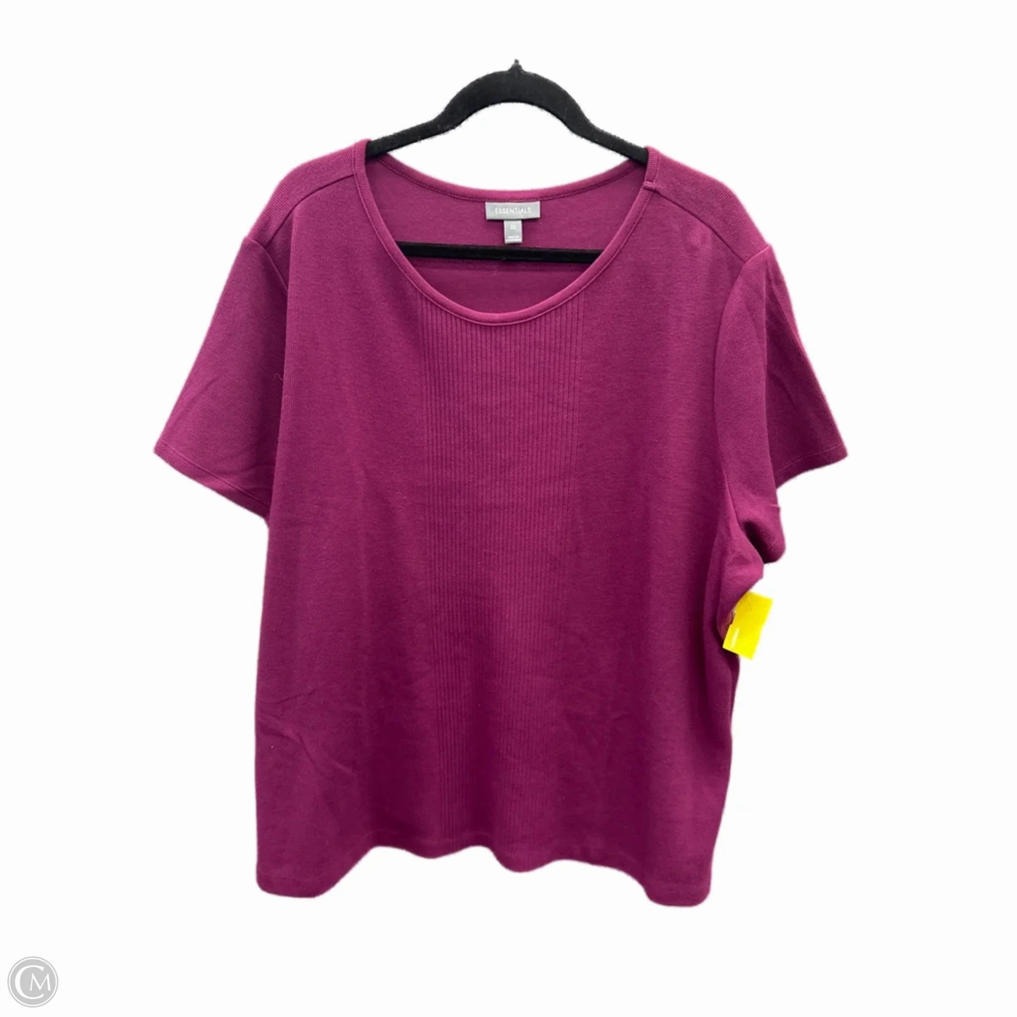 Comfortable And Trendy AntiPilling Treatment Top Short Sleeve By Essentials In Purple, Size: 3x