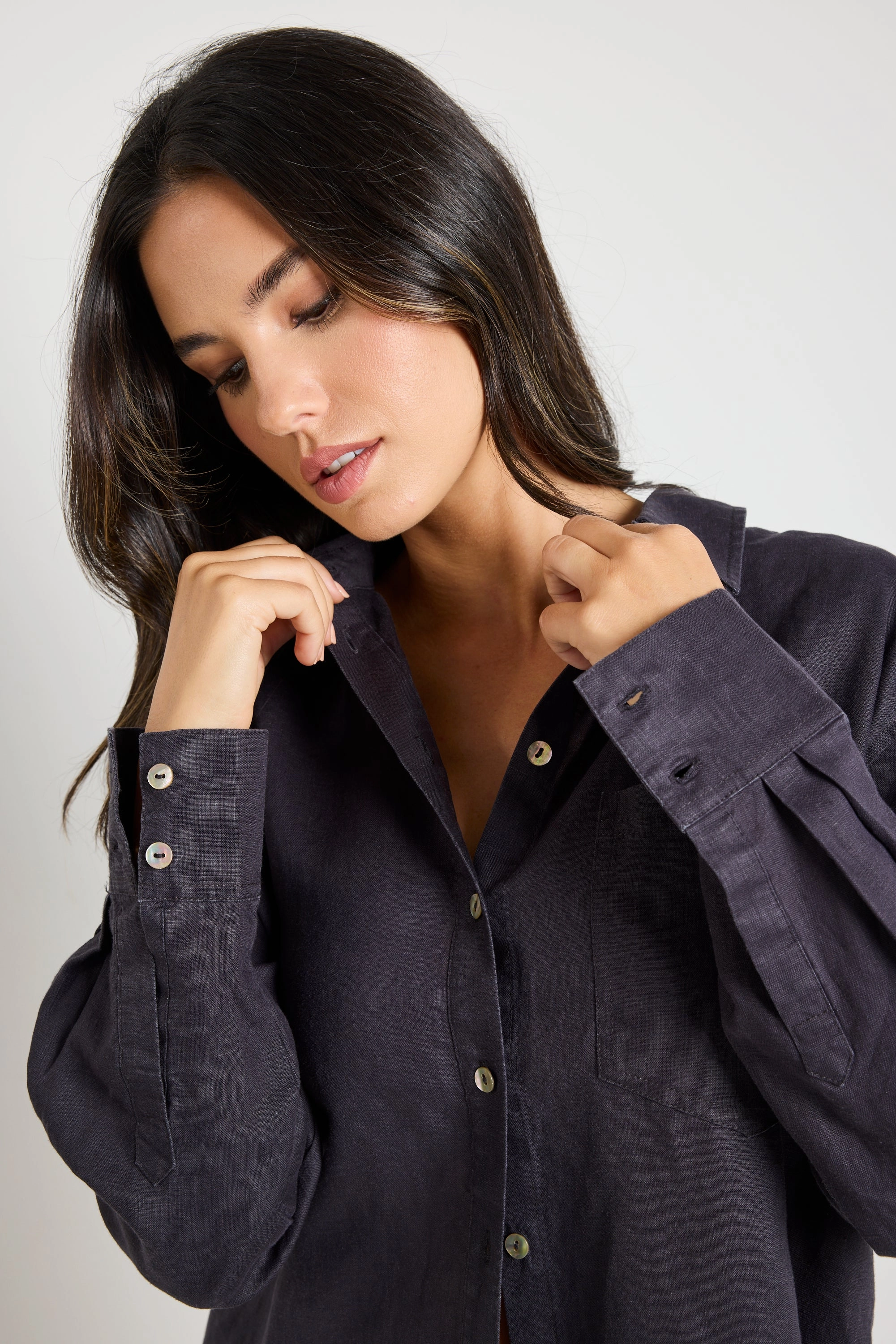 Optimum Charcoal Linen Classic Shirt Chic Tee