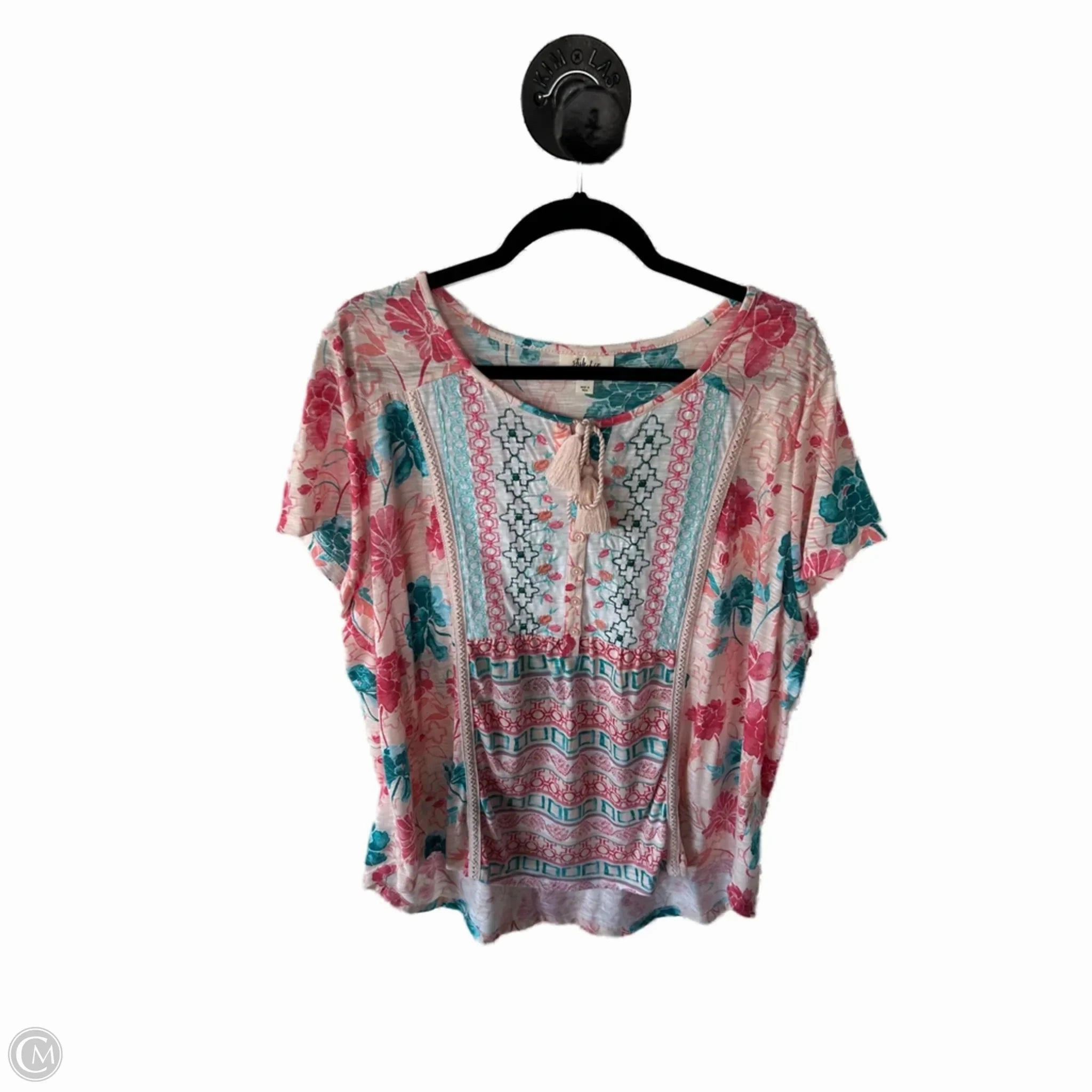 Top Short Sleeve By Style And Co Collection Women In Orange & Pink, Size: 3x Sleek Design Fit AllWeatherComfort