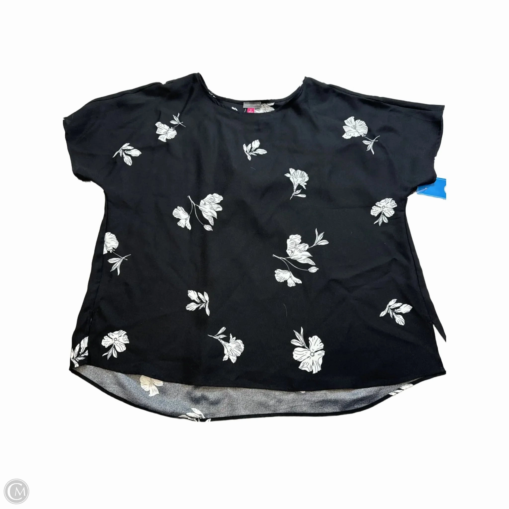 Fuzz Free Surface Top Short Sleeve By Vince Camuto In Black & White, Size: 1x