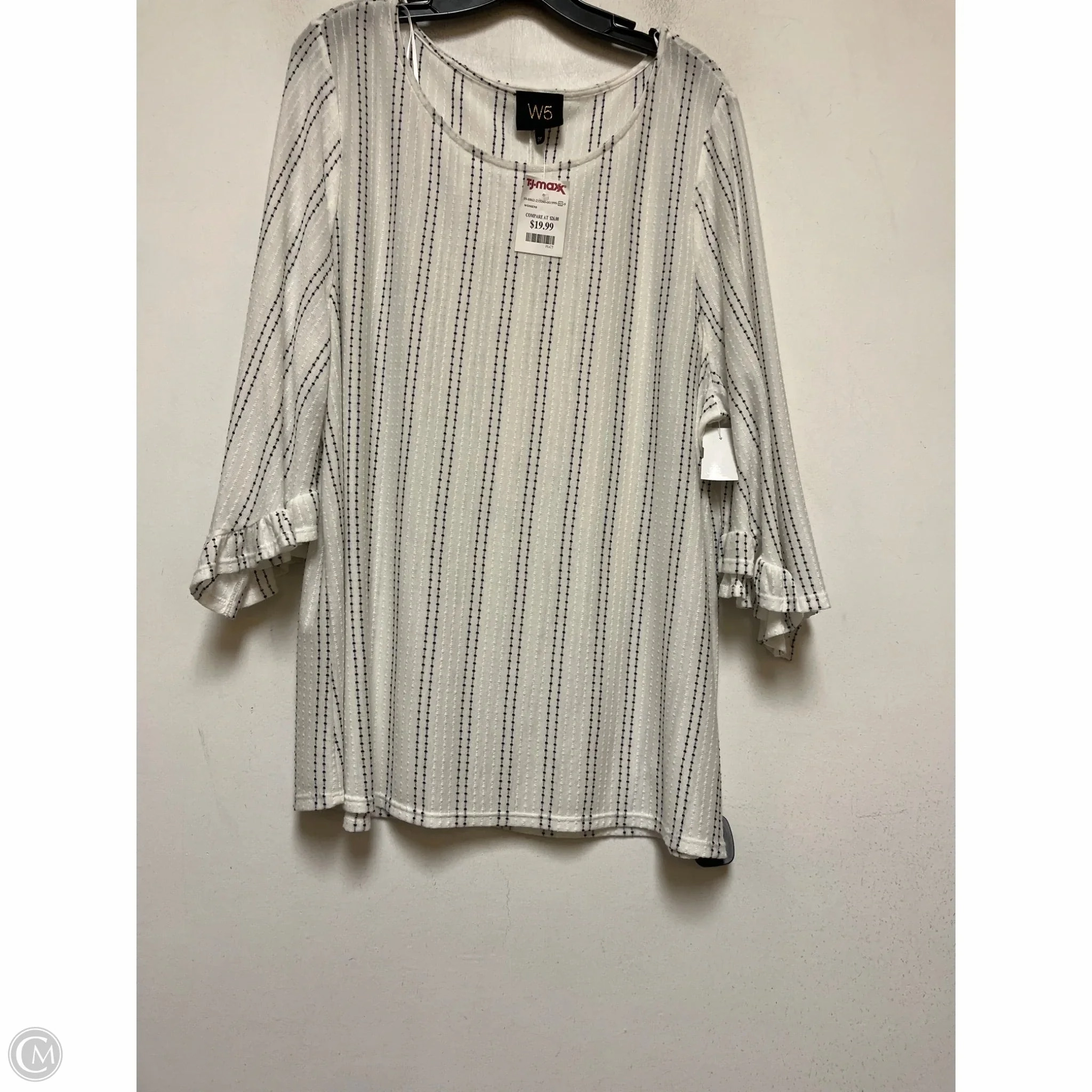 Top Short Sleeve By W5 In Black & White, Size: 2x Casual Flex Fit