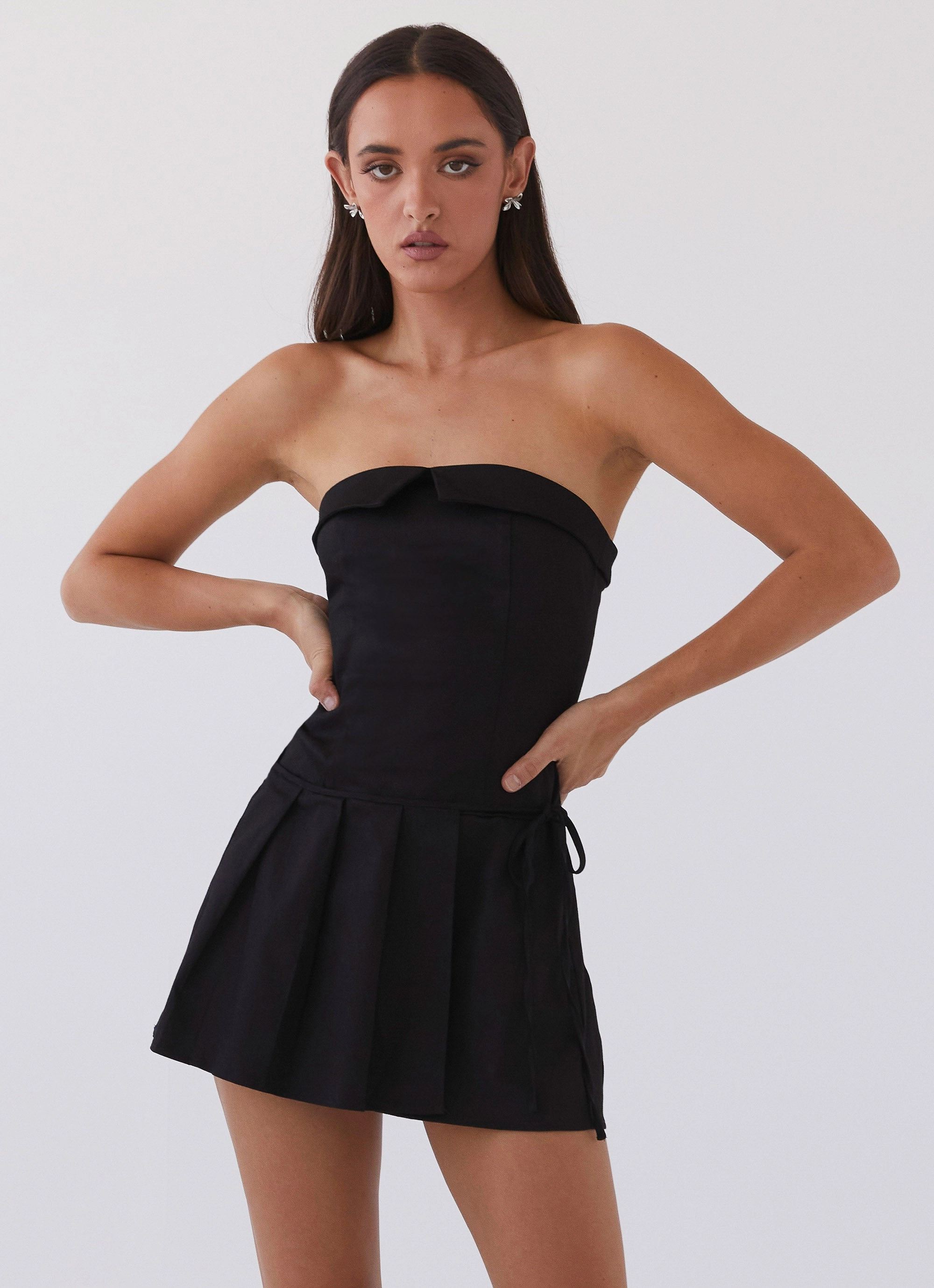 Cozy and Comfortable Soft Shine Calling The Shots Mini Dress - Black