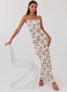 Sophisticated Waist Fit Lara Satin Maxi Dress - Hazel Bloom