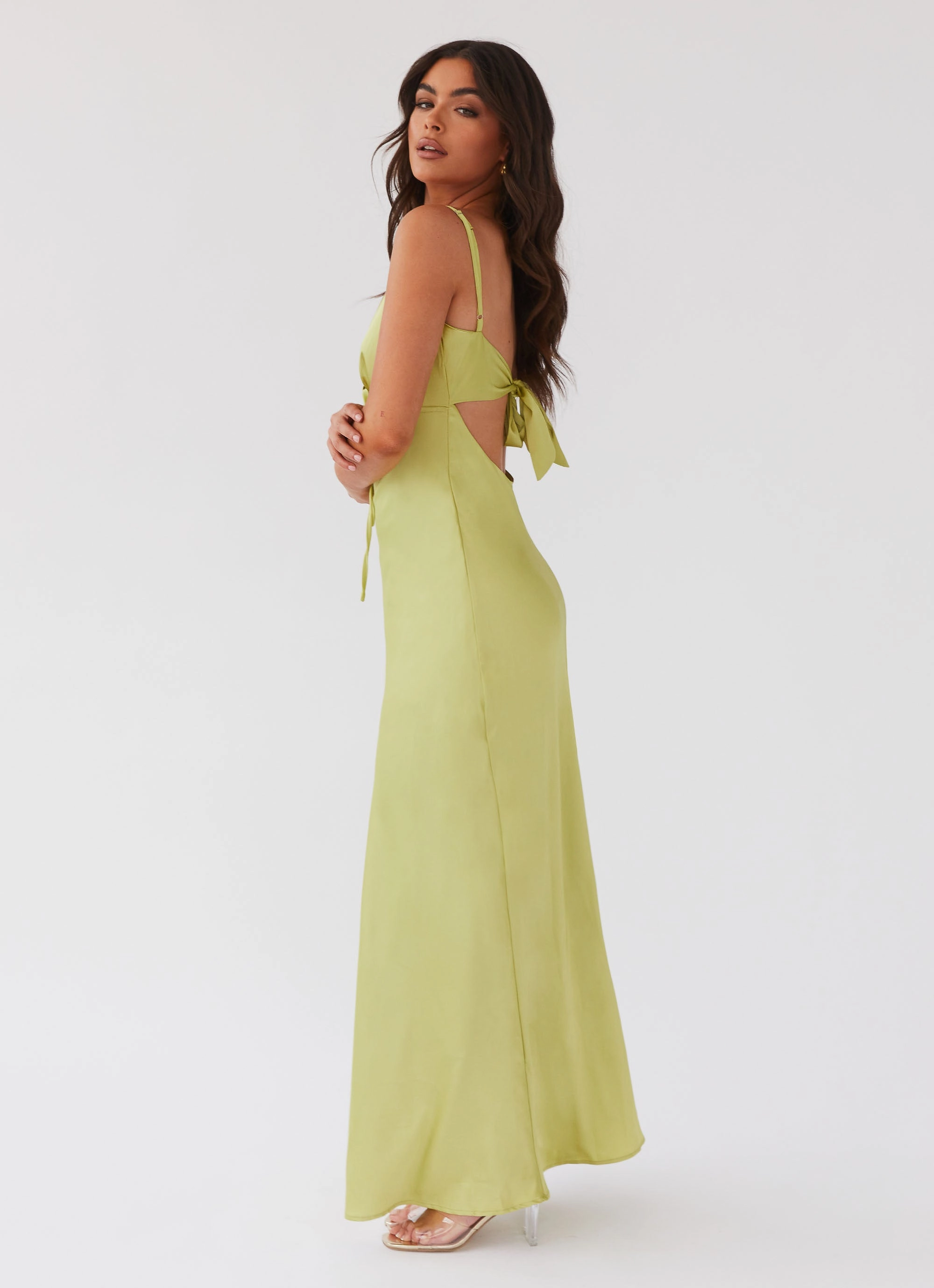 Flora Satin Maxi Dress - Green Expectations Designer-Label