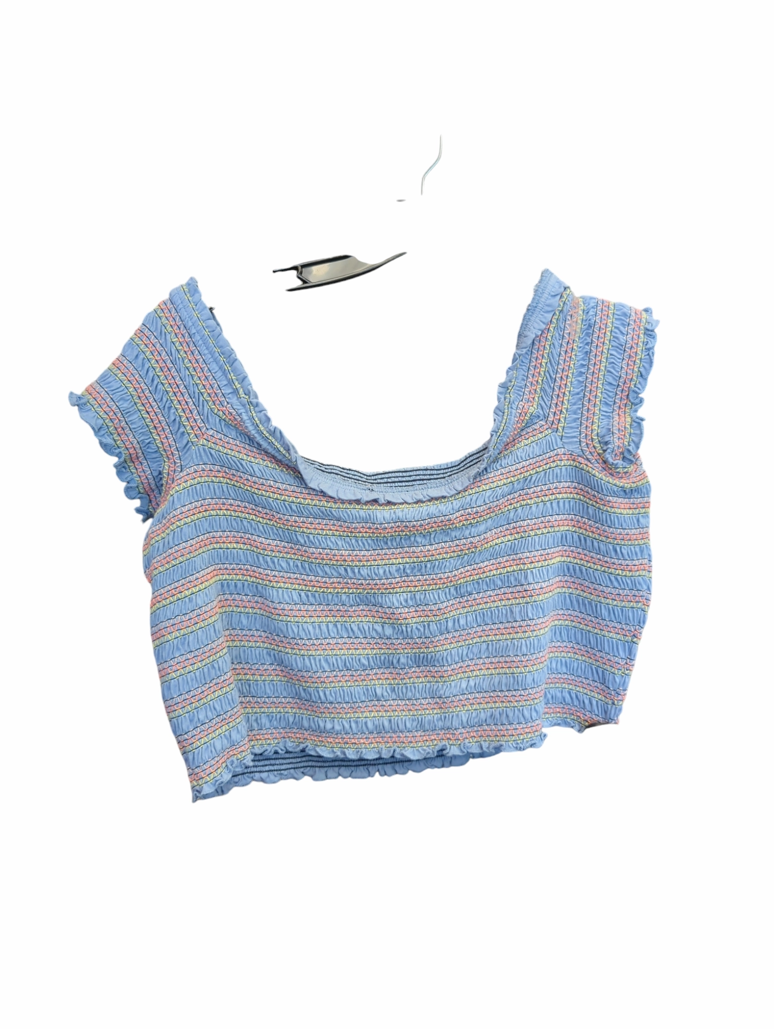 Top Short Sleeve By Forever 21 In Blue, Size: 1x Soft and Stylish Floral Pattern