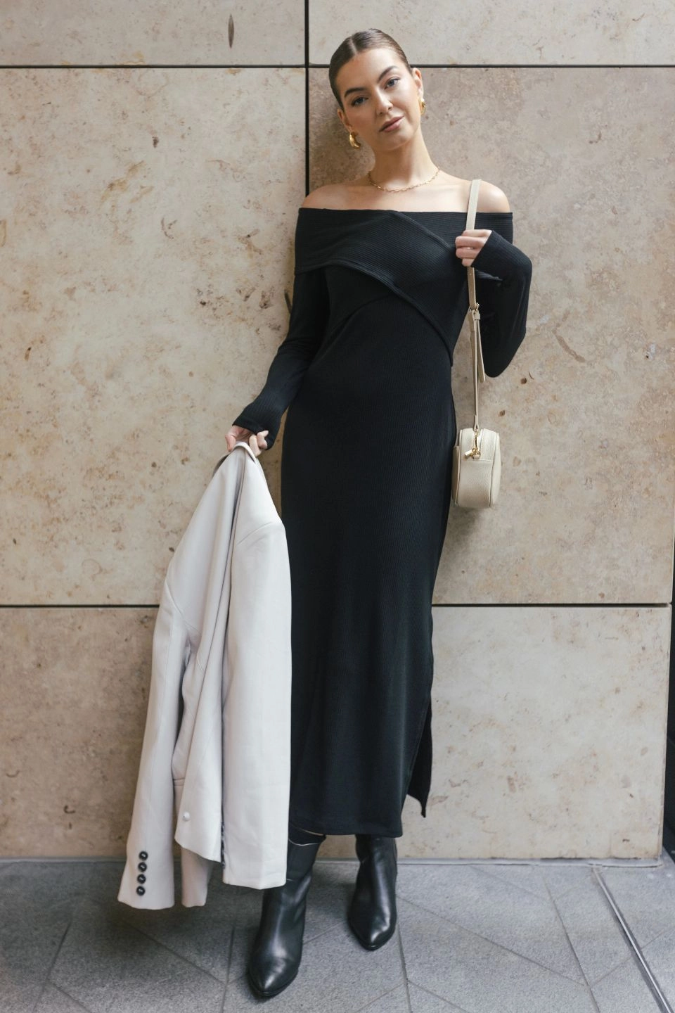 Reputation Black Off Shoulder Jersey Maxi Dress Chic And Comfortable