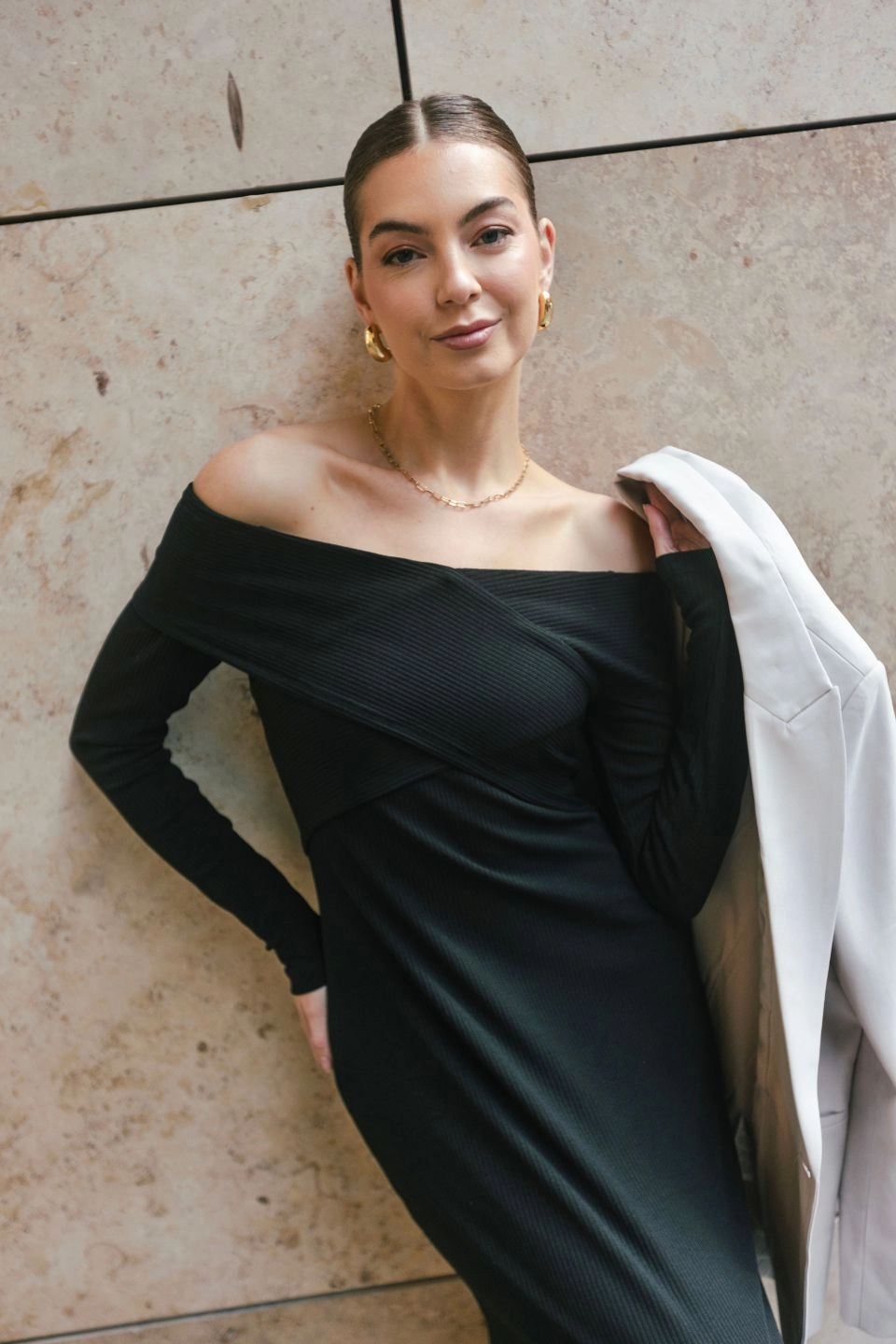 Reputation Black Off Shoulder Jersey Maxi Dress Relax Mode