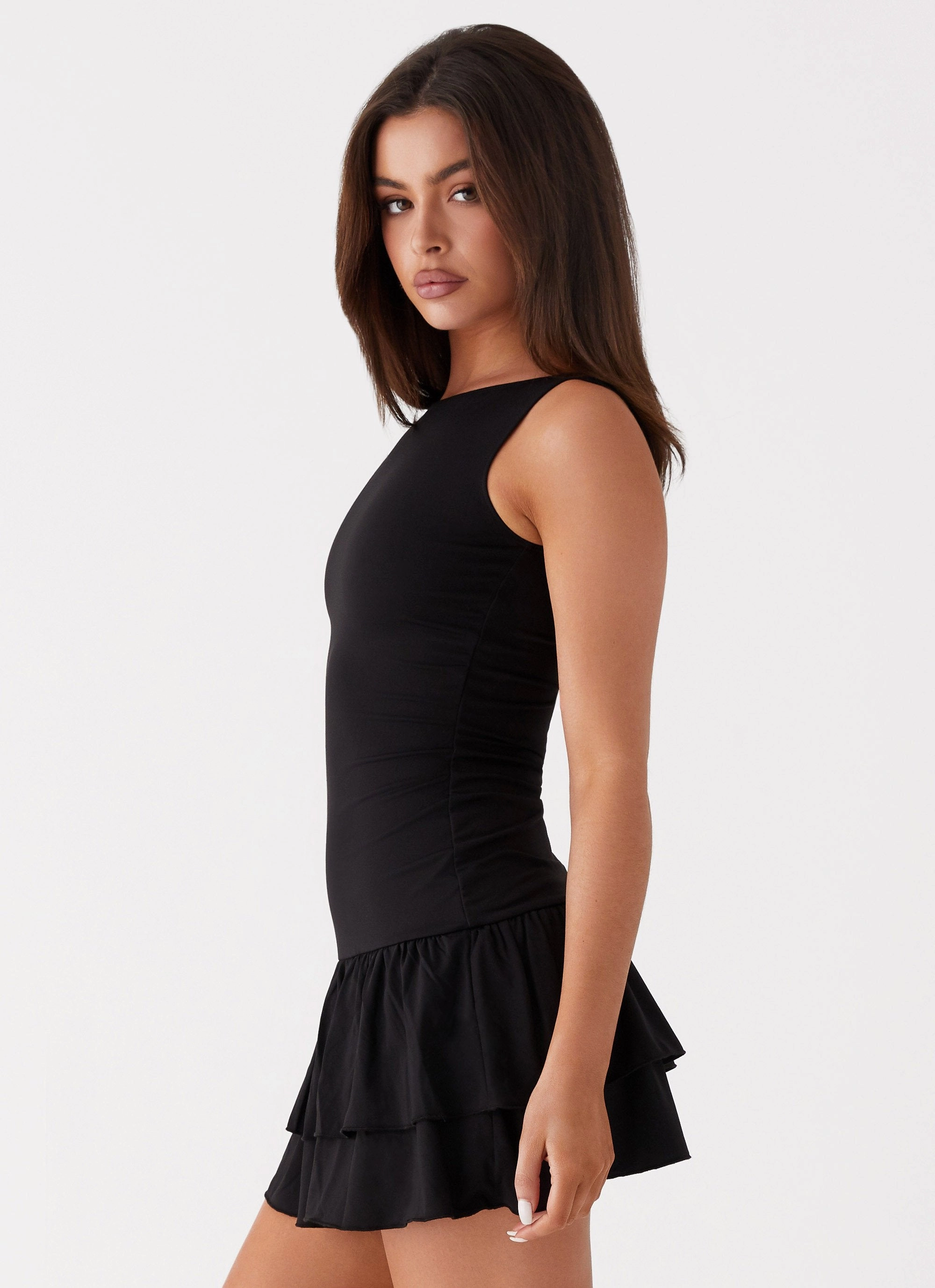 Modern Design Rhiannon Frill Mini Dress - Black
