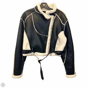 Eco Friendly Recycled Material Cashmere Blend Jacket Faux Fur & Sherpa By Fashion Nova In Black & White, Size: L