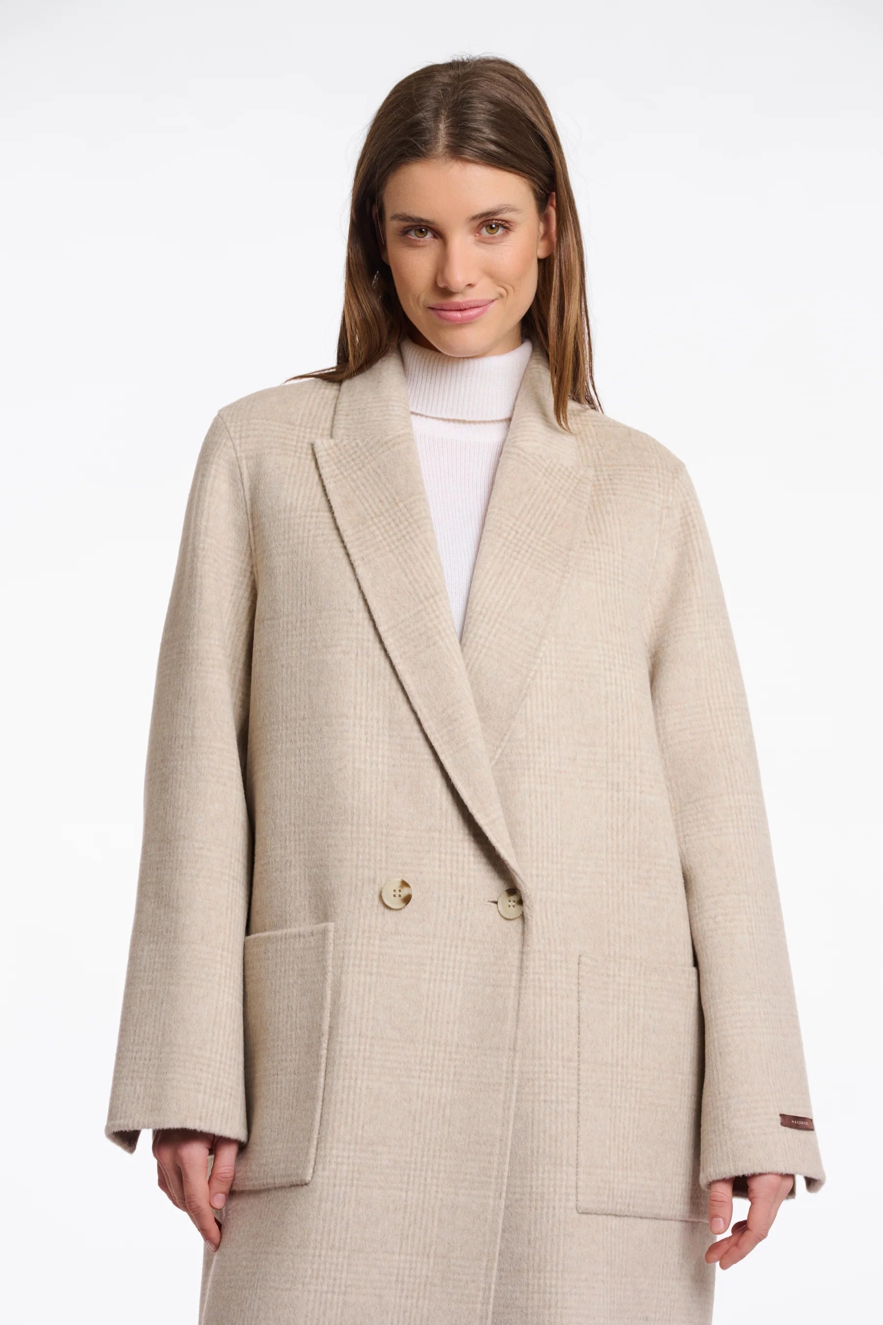 Rino & Pelle Adria Reversible Coat in Birch Check Seamless Stitching