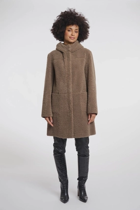 Casual Staple Rino & Pelle Alina Reversible Hooded Coat in Toffee