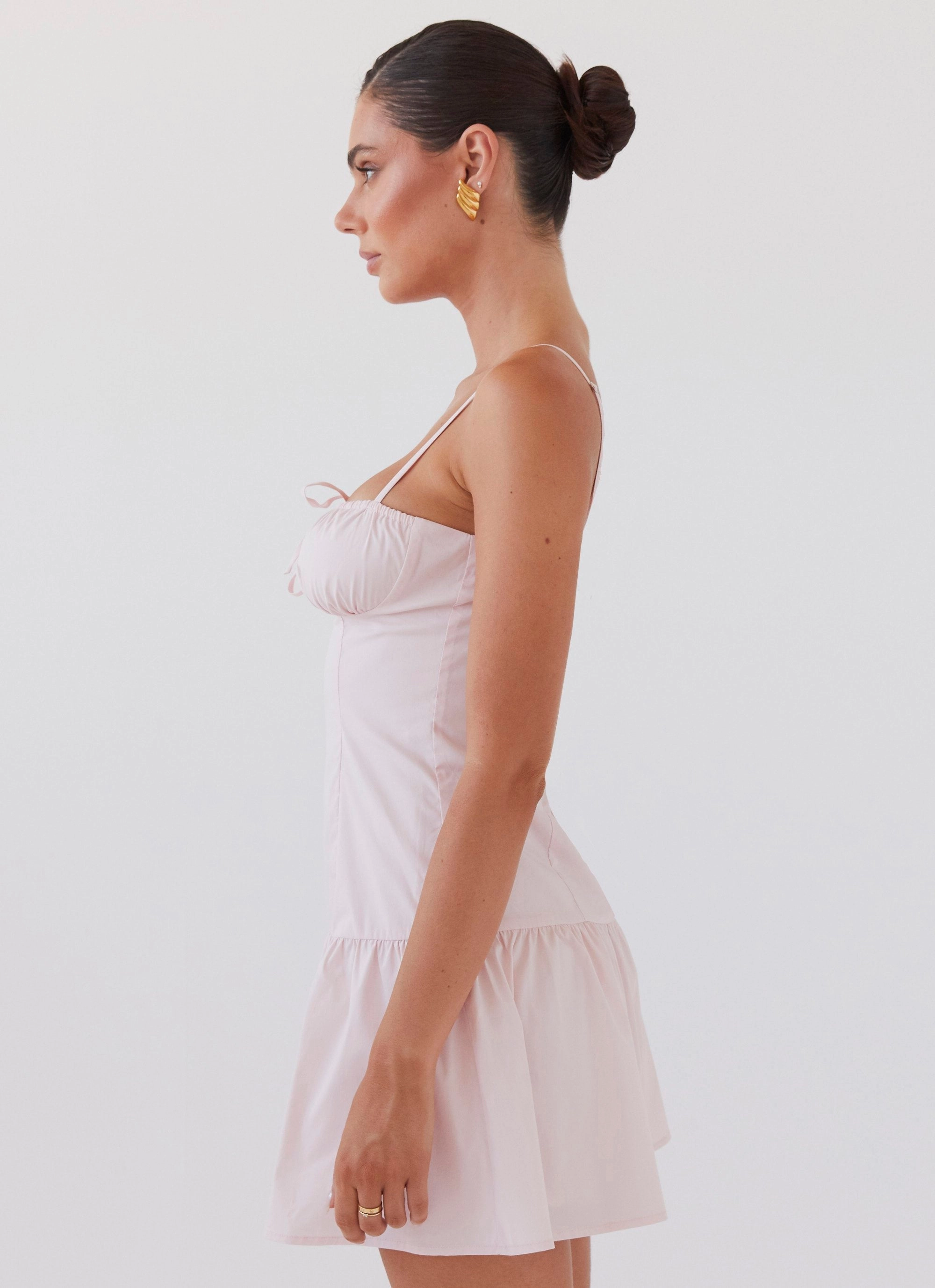 Sharp Detail Romantic Charm Bustier Mini Dress - Baby Pink