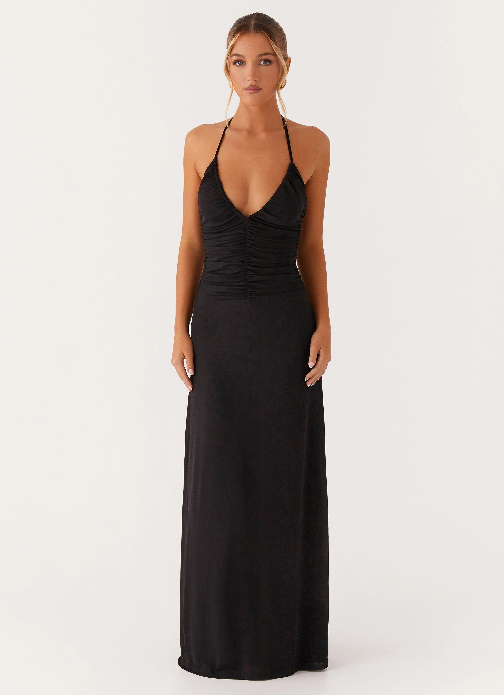 Kansas Maxi Dress - Black Anti-Static-Finish Cool Palette