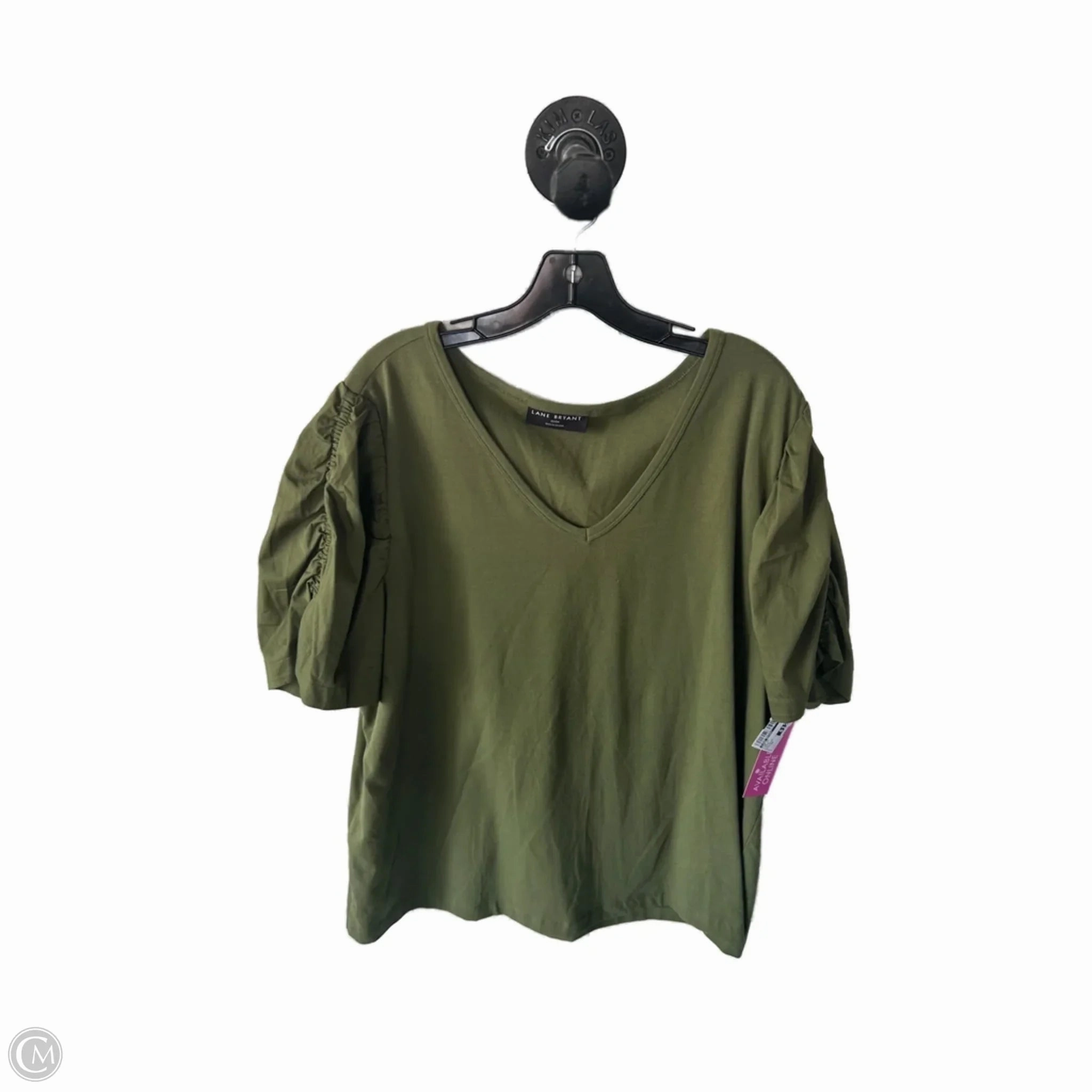 Top Short Sleeve By Lane Bryant In Green, Size: 3x Rayon blend Machine washable