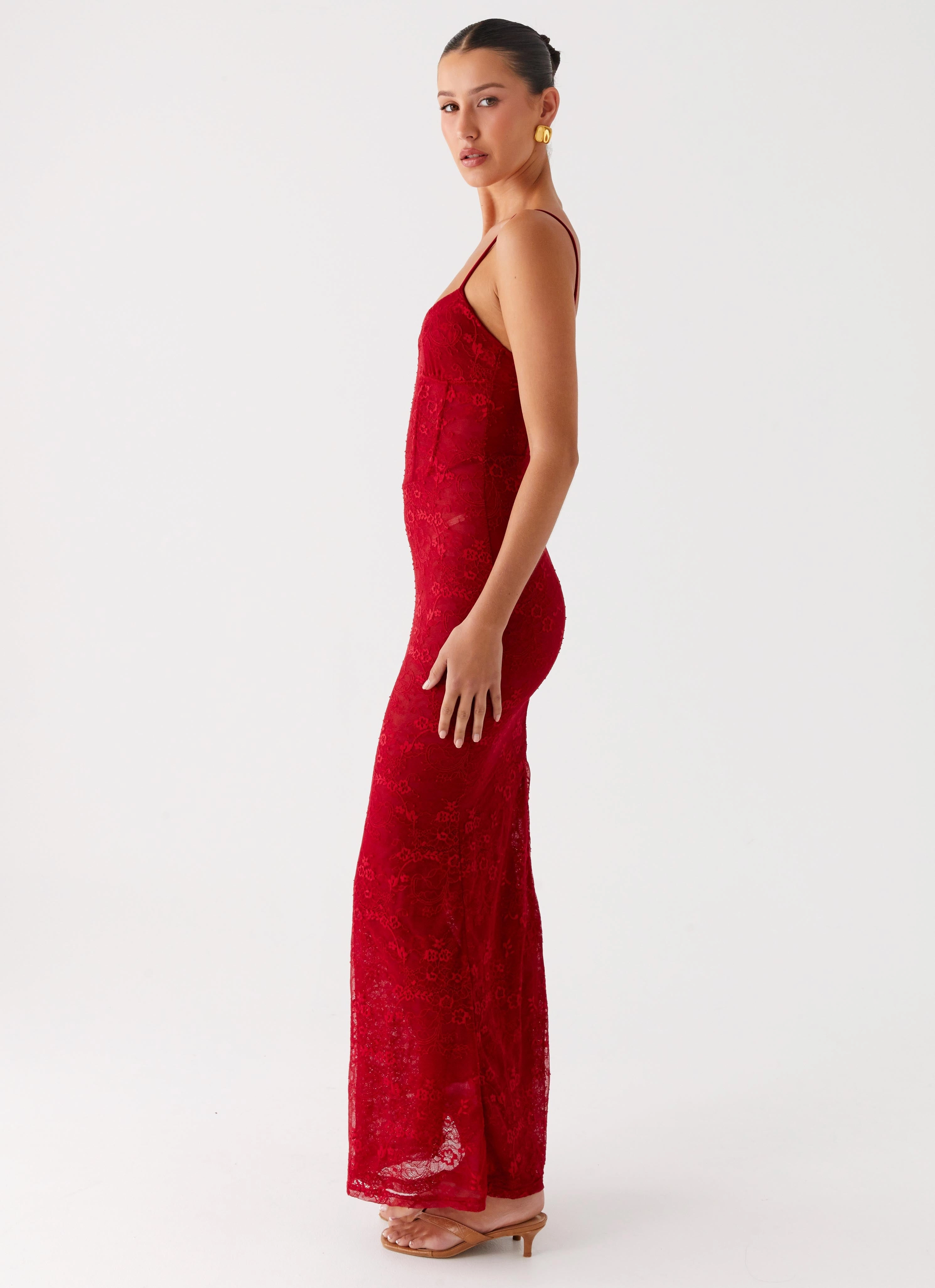 Rosa Corset Maxi Dress - Red Crystal-Detail Year Rounder