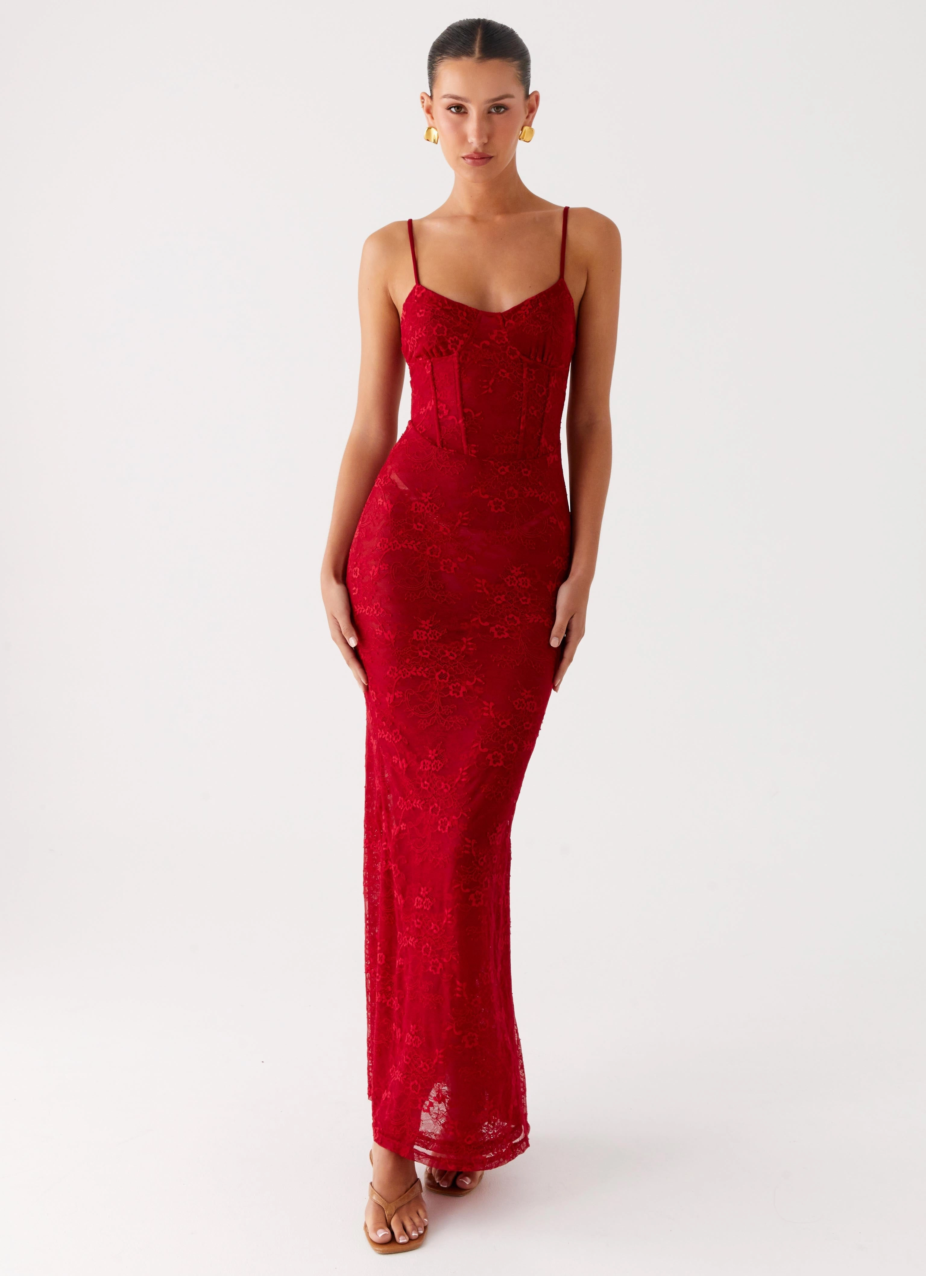Rosa Corset Maxi Dress - Red Easy Draping All Gender