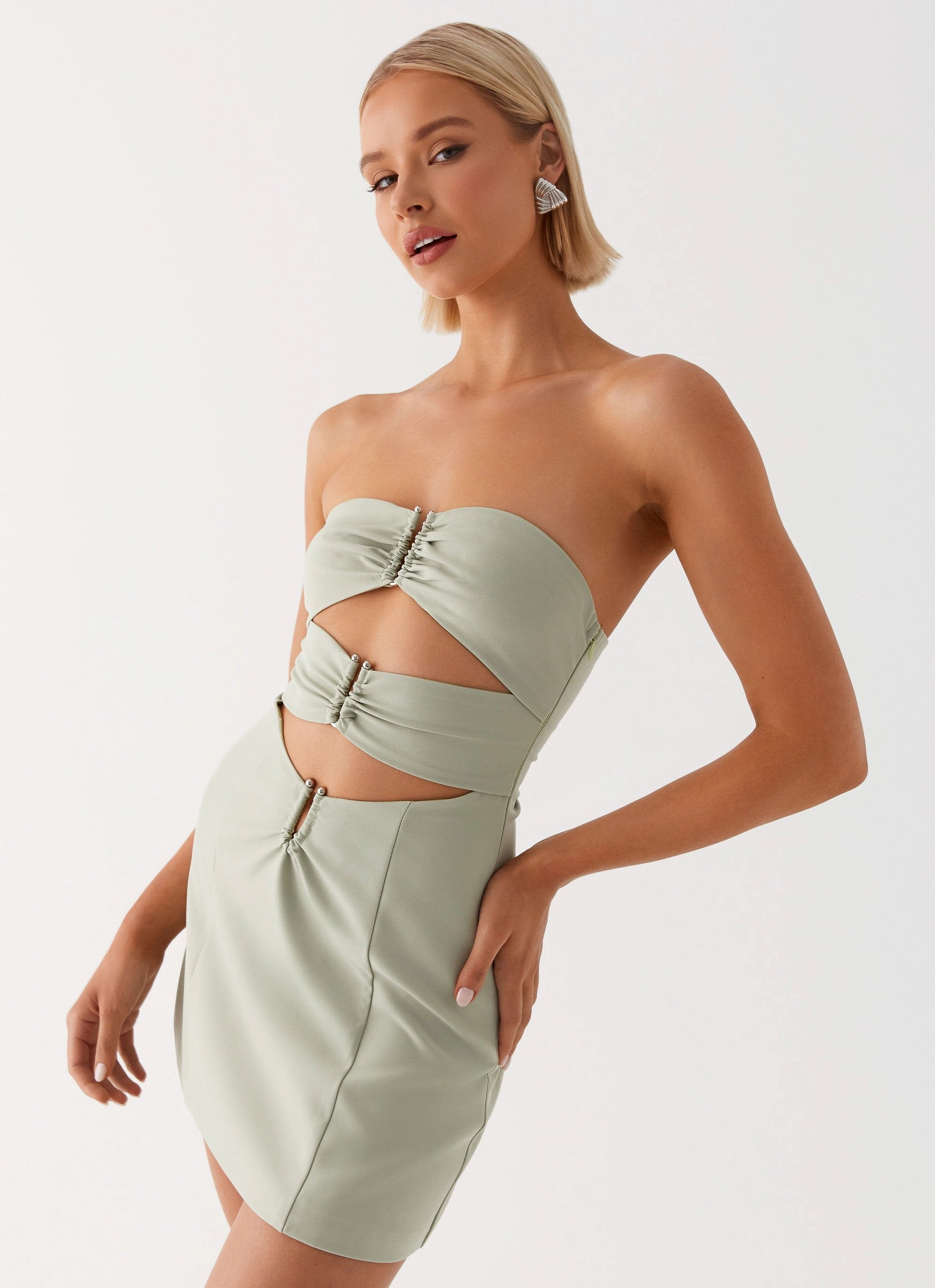 Romantic Vibes Feel Good Roxie Mini Dress - Khaki