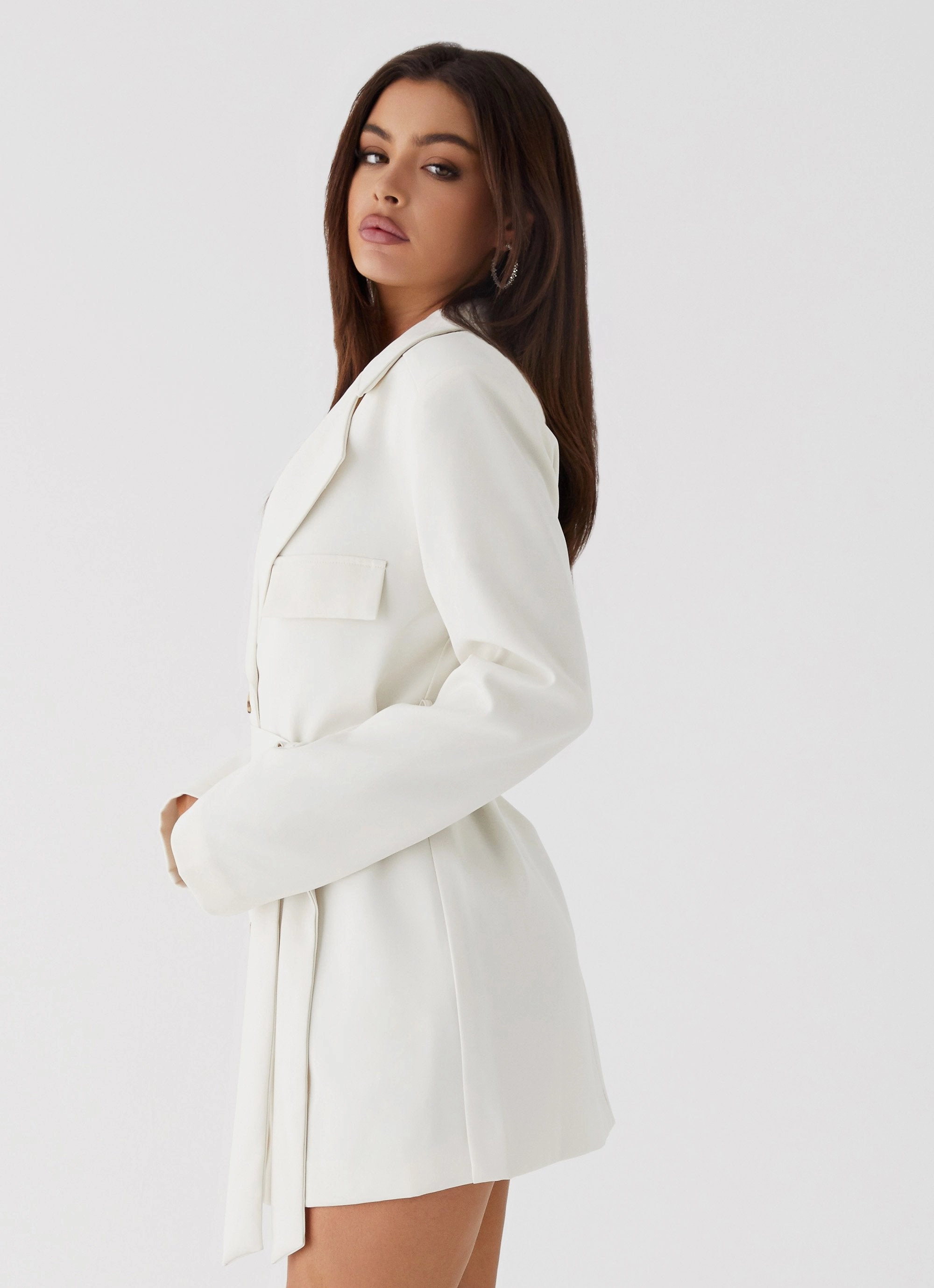 Safia Blazer Mini Dress - White Kind Light