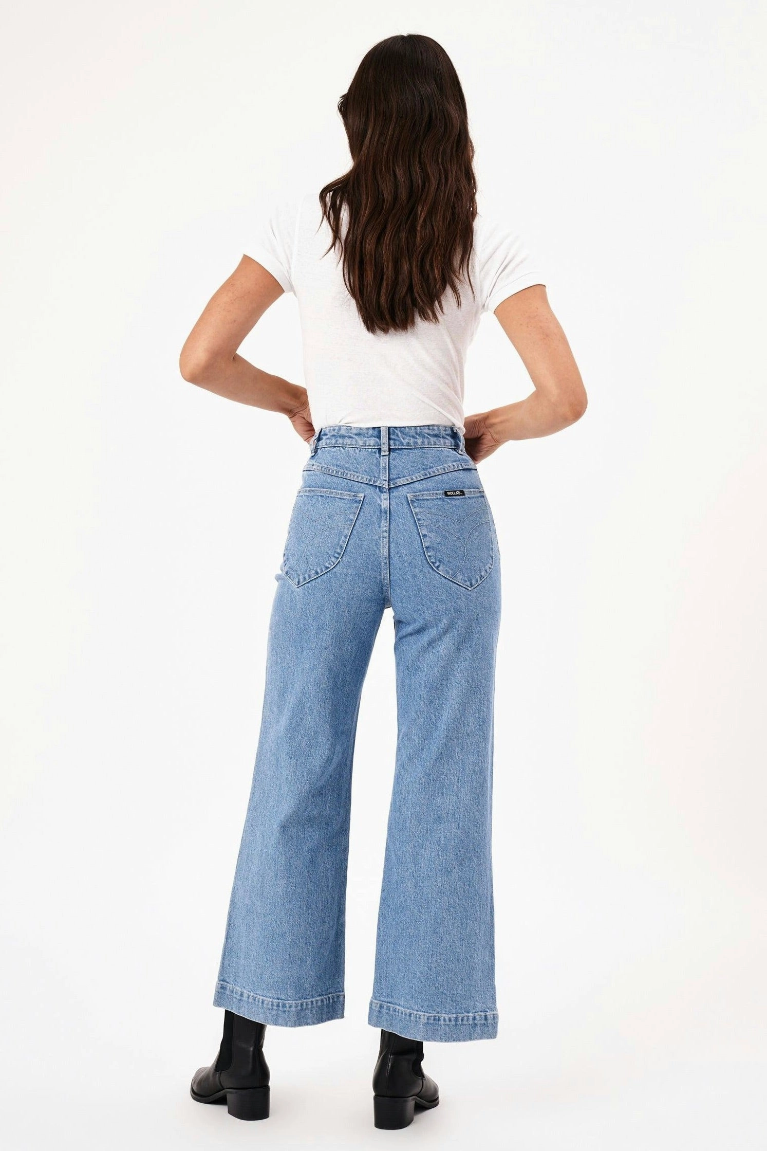 Sailor Lily Blue Long Denim Jean Fashionable Design Tapered Leg Design