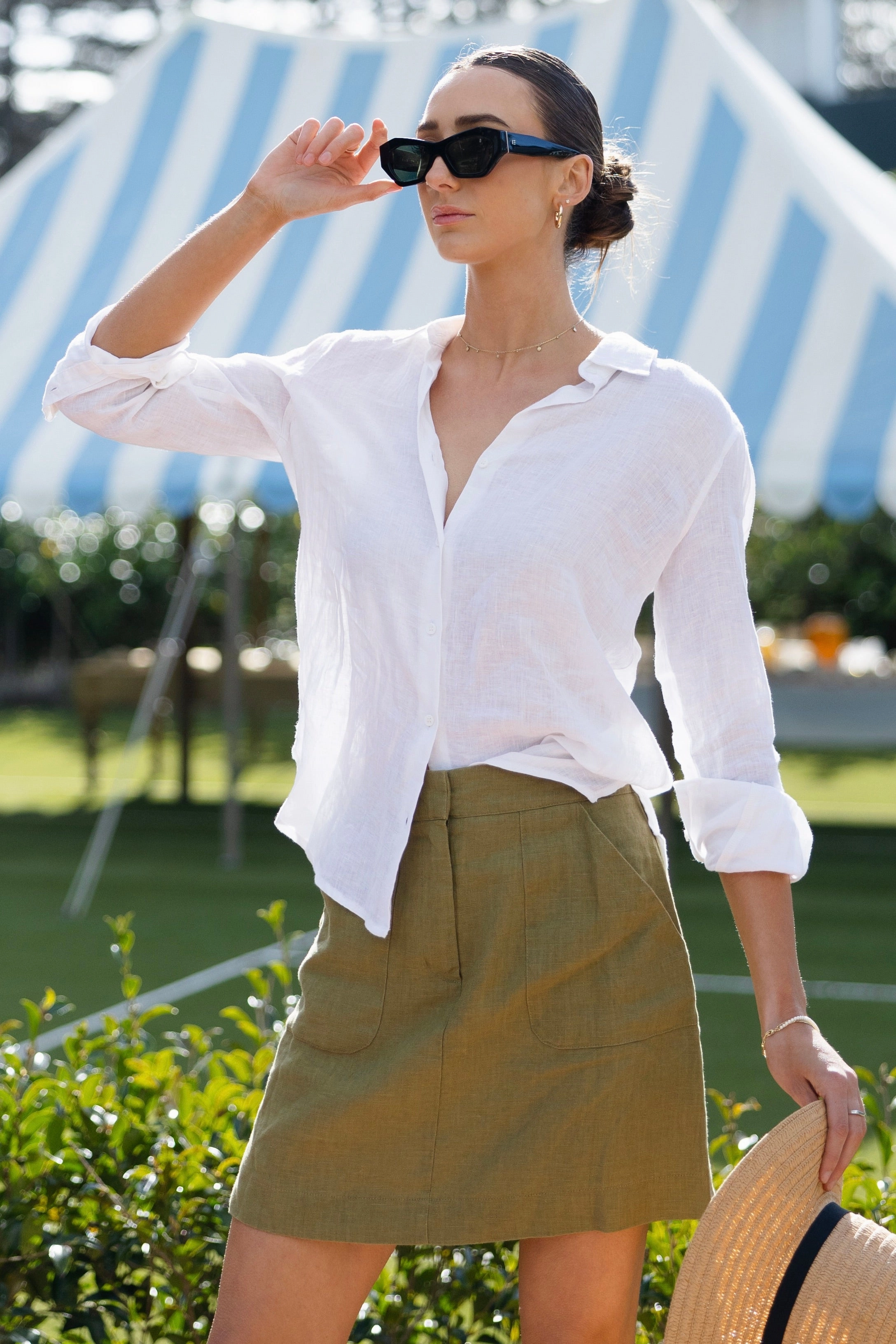 Saintly Pickle Linen Mini Skirt Fall Favorite Comfy Look