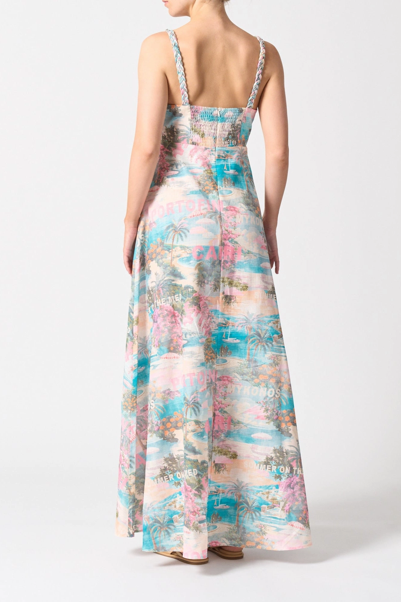 Edgy Layers Anti-Static-Finish Sardinia Pink Summer On The Med Strappy Maxi Dress