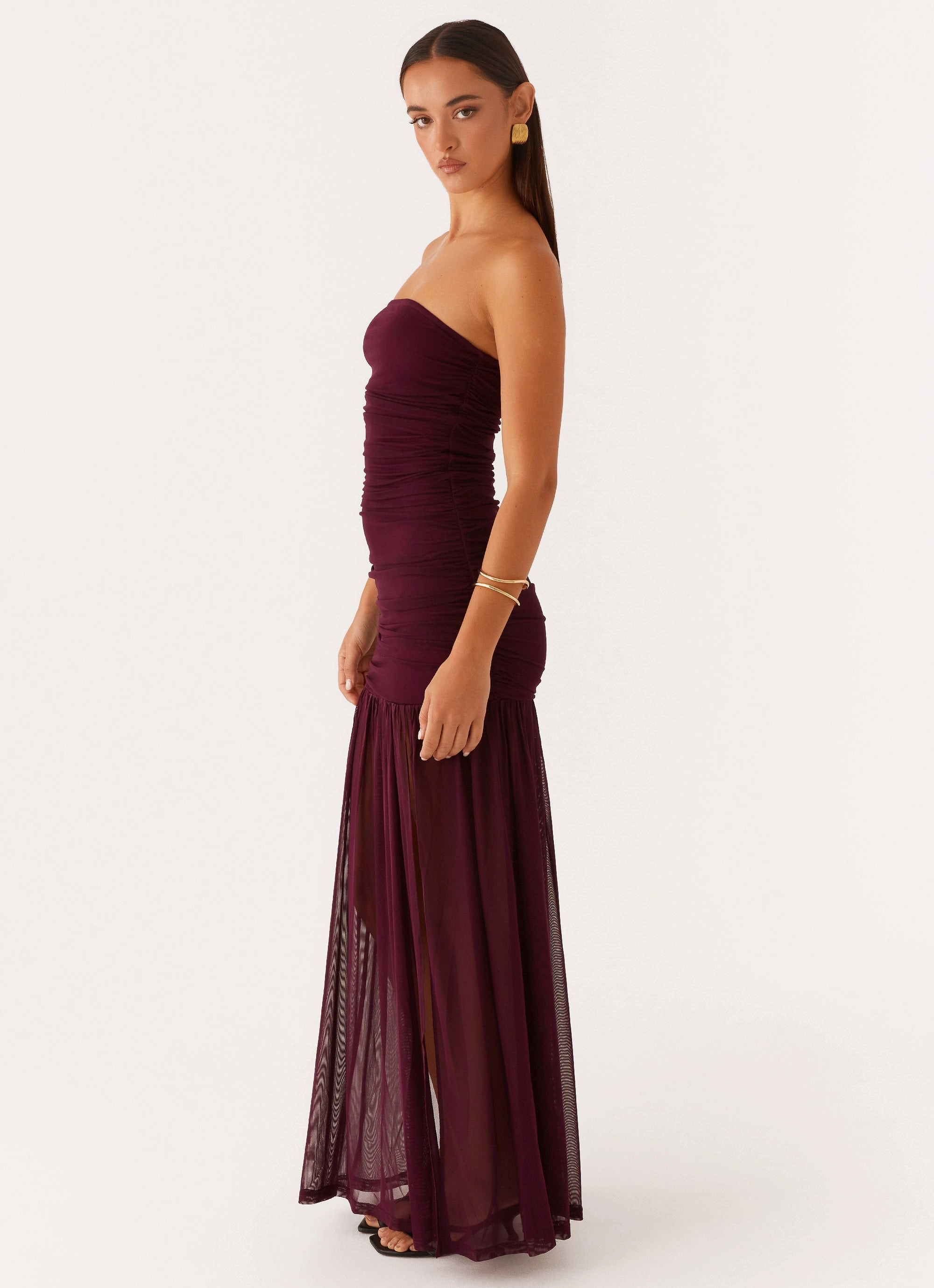 Savaya Maxi Dress - Mulberry Dark Tones Shine Dressy