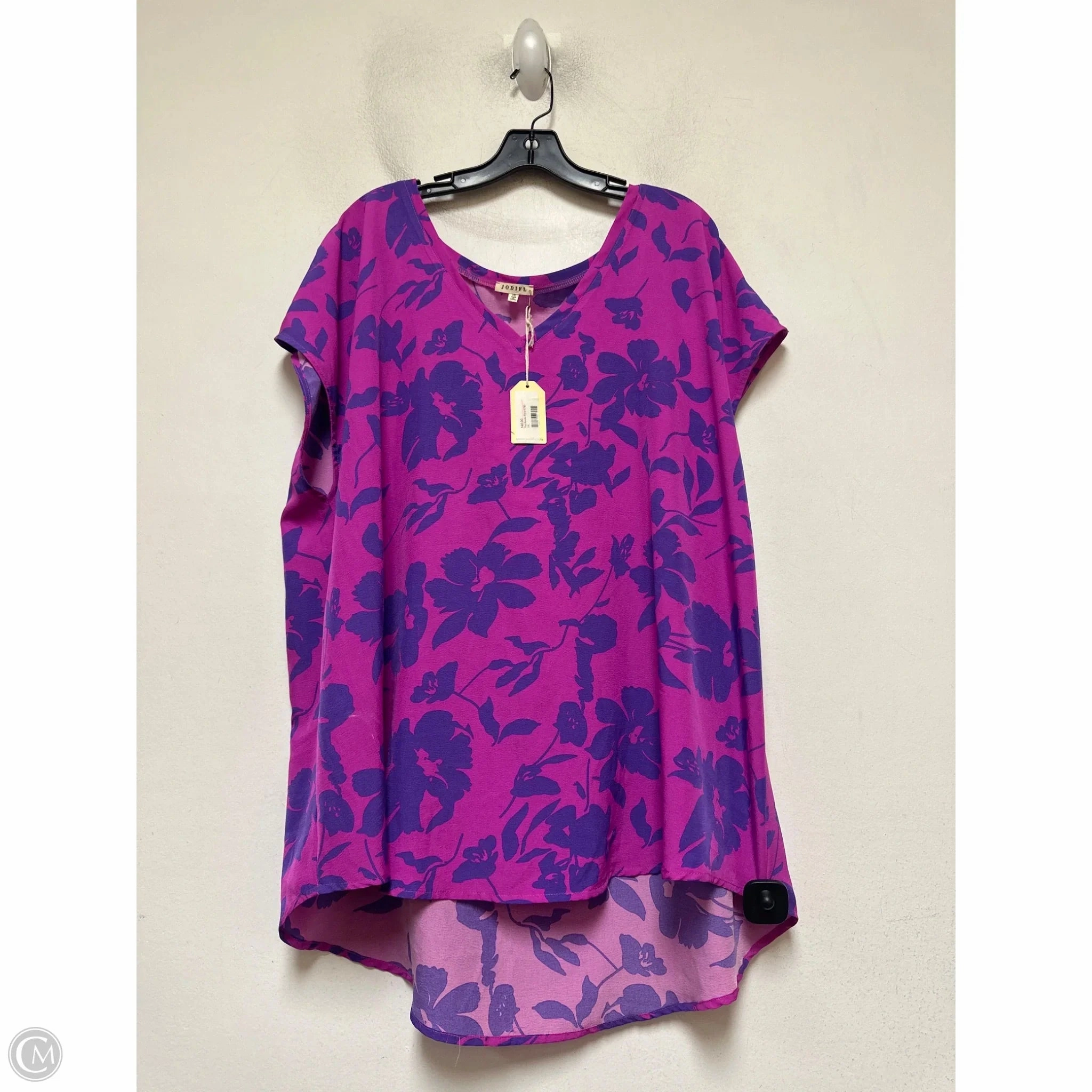 Top Short Sleeve By Jodifl In Pink & Purple, Size: 3x casual top Subtle Embroidery