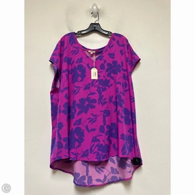 Top Short Sleeve By Jodifl In Pink & Purple, Size: 3x casual top Subtle Embroidery