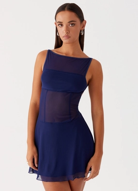 Roxanne Mini Dress - Navy Quiet Glow