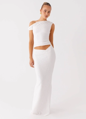 Galantis One Shoulder Maxi Dress - White Flattering Look Classic Fit