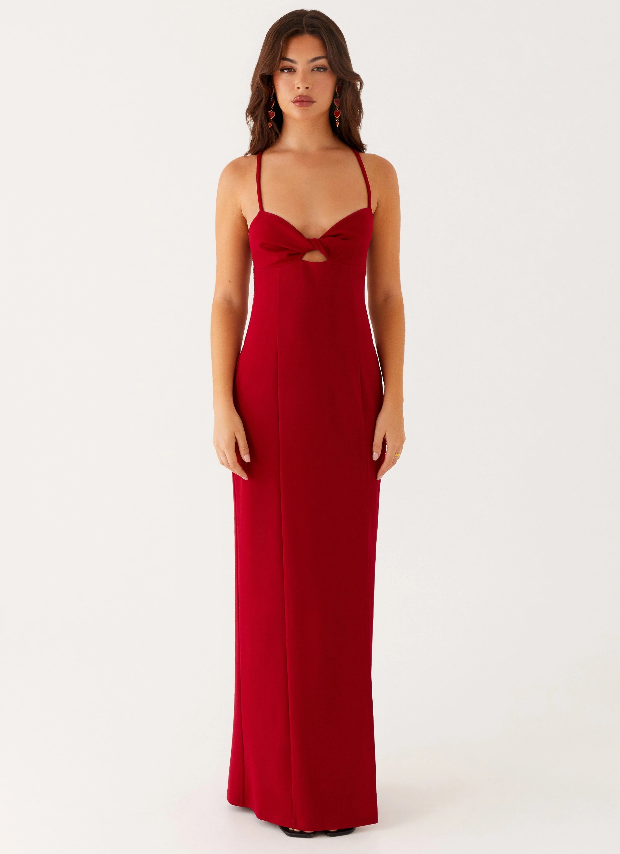 Heartbreaker Maxi Dress - Deep Red Pastel-Tone Modern and Stylish