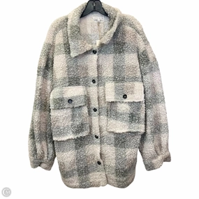 Jacket Faux Fur & Sherpa By Moon River In Cream & Grey, Size: L Button Fastenings
