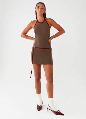 Contrast-Panel Ferne Mini Dress - Iron Grey