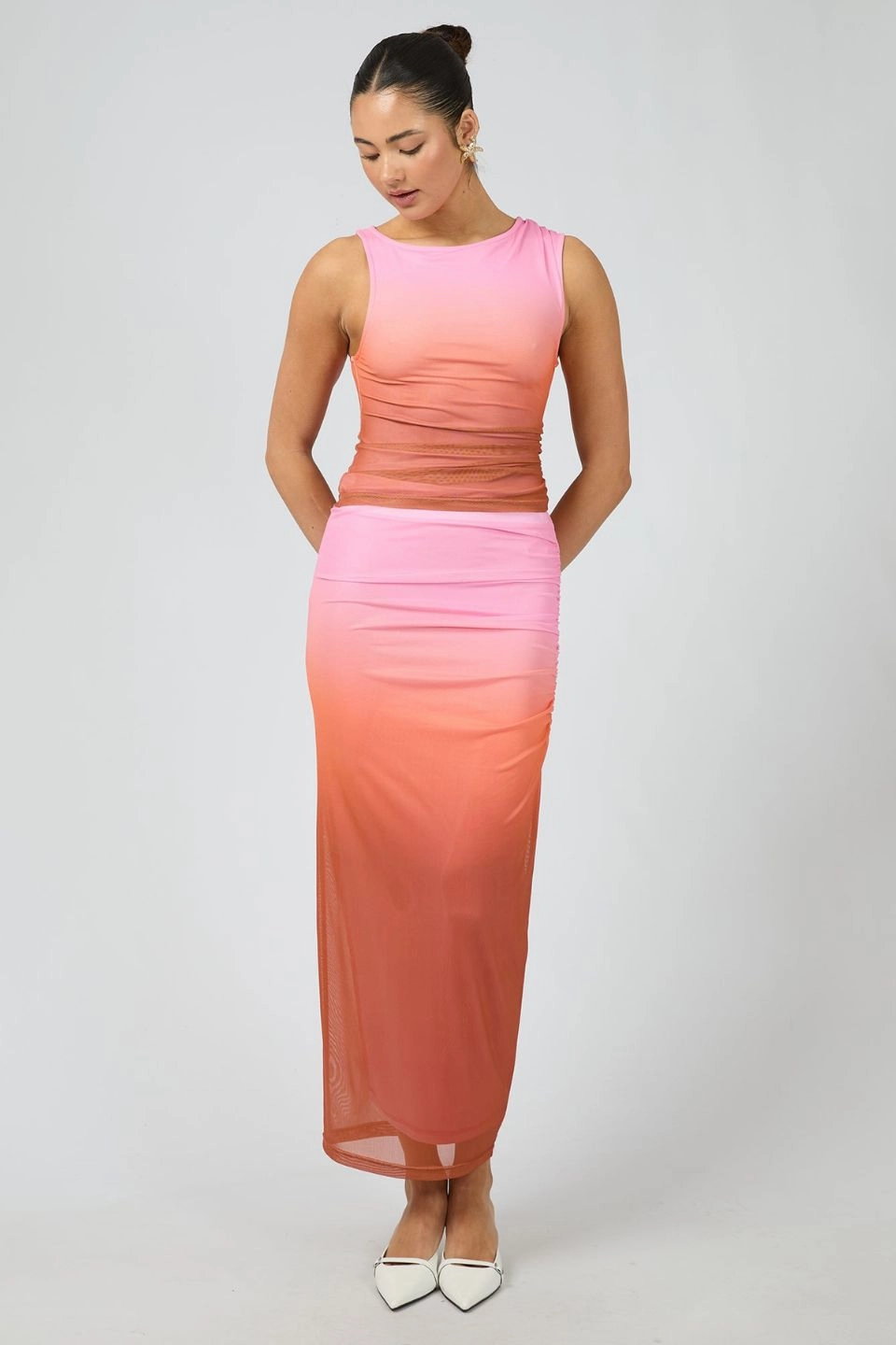 Camilla Sunset Pink Midi Skirt Tropical theme