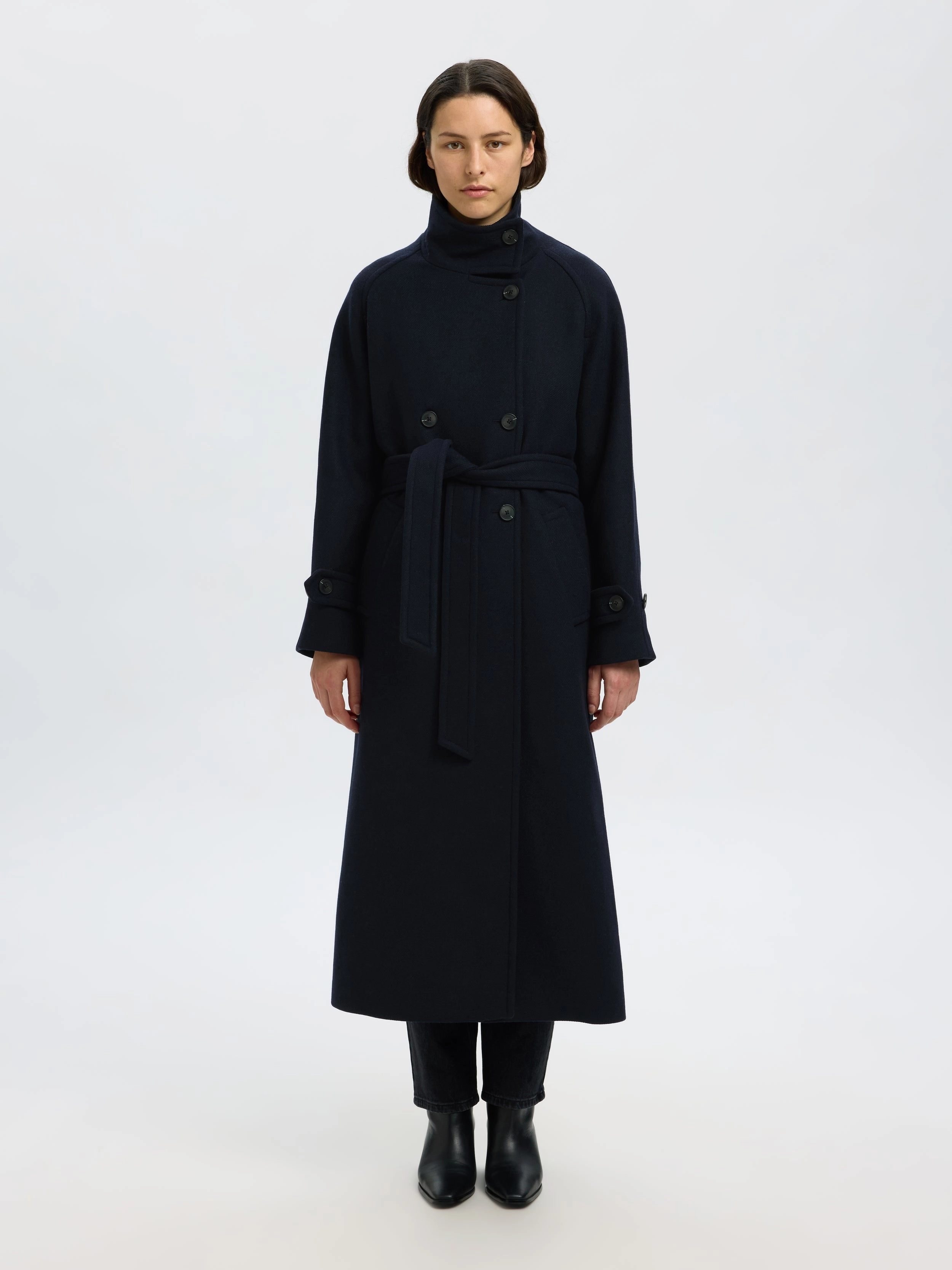 Compression Fit WaterRepellentExterior SELECTED Madeline Manteco Coat in Sky Captain