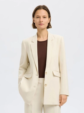 SELECTED Rita Relaxed Blazer in Birch Reinforced Seam Construction