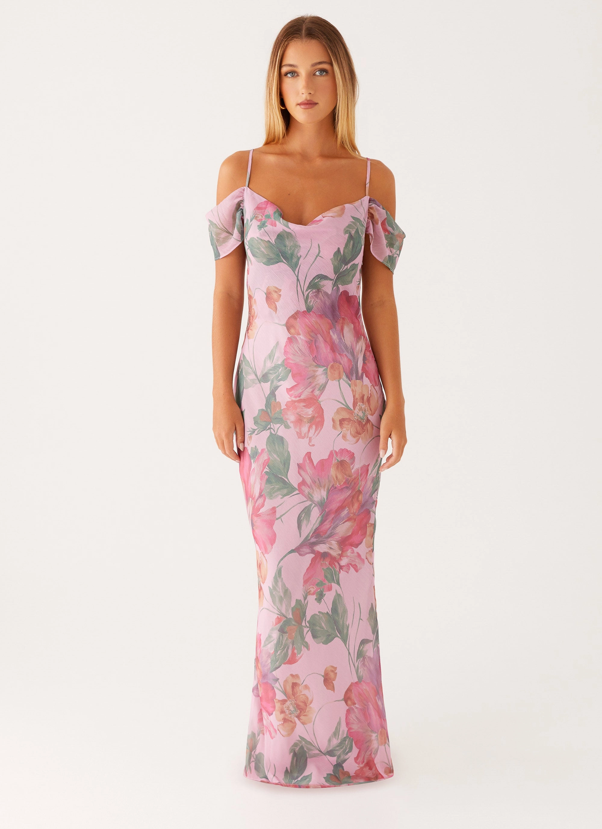 Seline Maxi Dress - Pink Floral All-Day Comfort Wear Vibrant Form