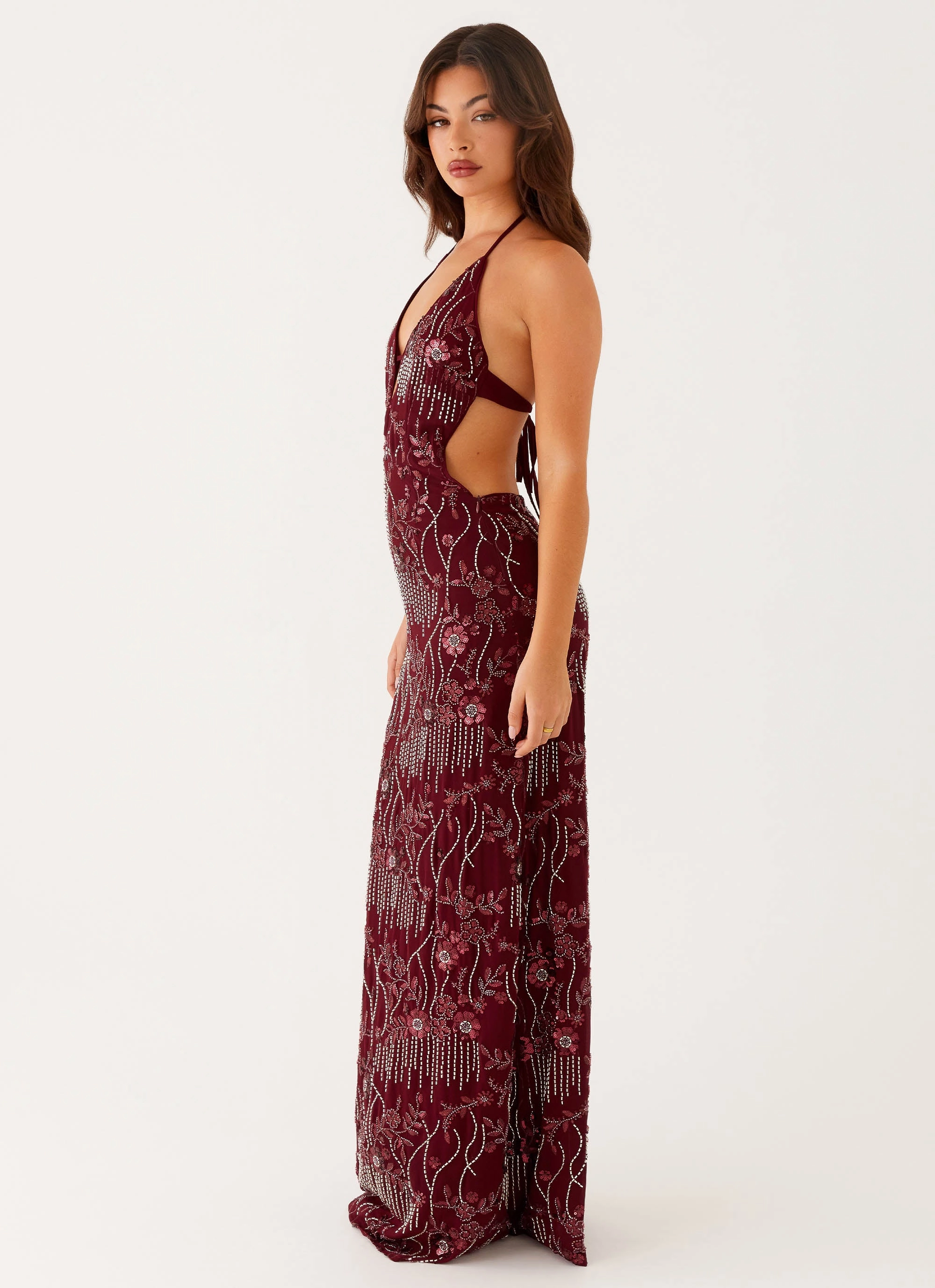 All For Love Maxi Dress - Burgundy Cool Shape