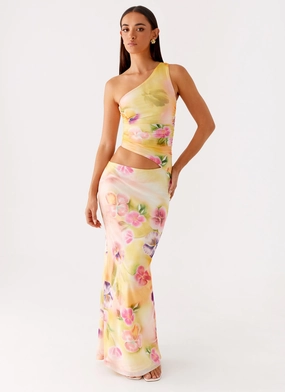 Modern and Stylish PlushLining Seranella One Shoulder Maxi Dress - Sunburst Floral