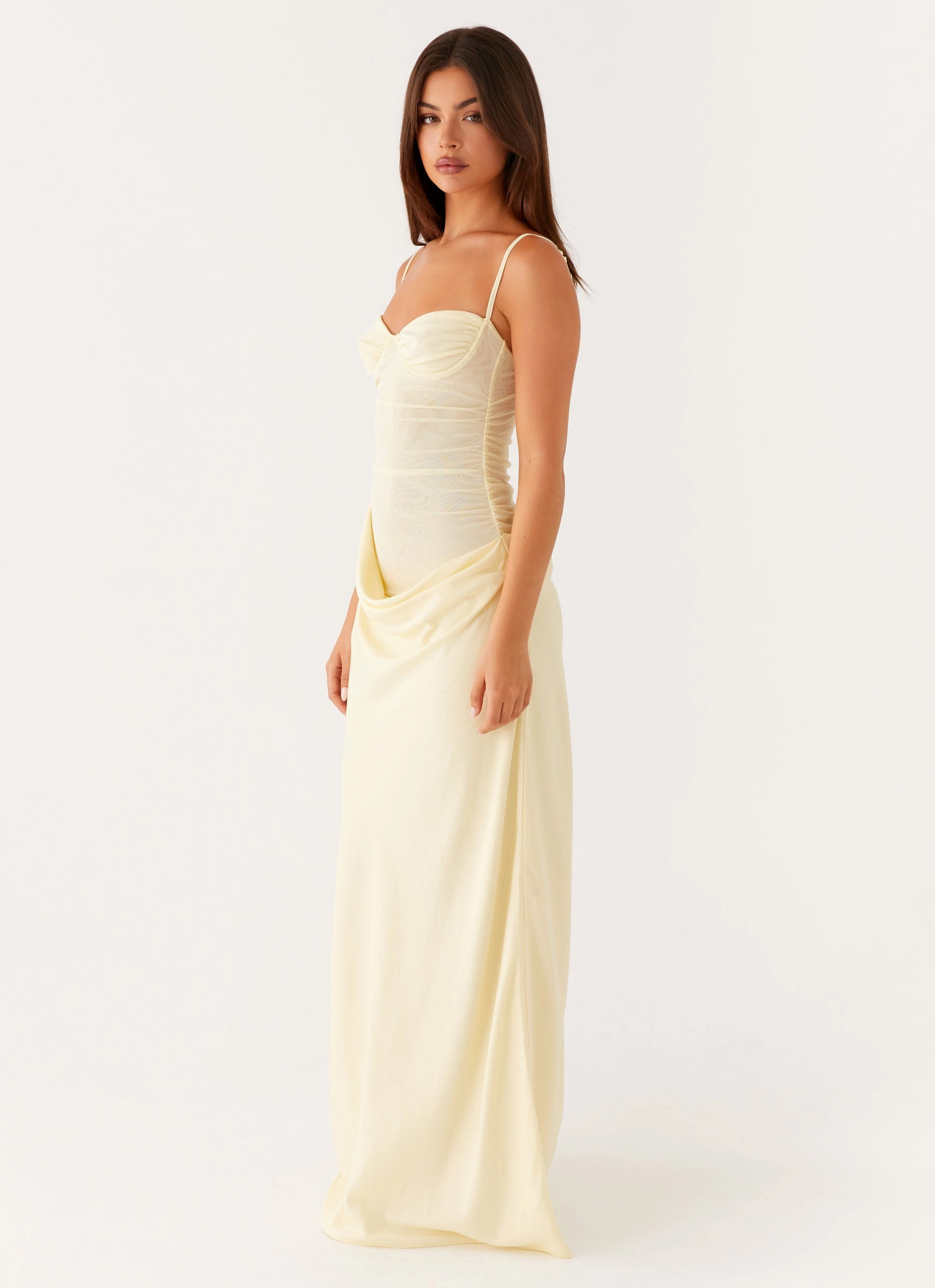 Romy Maxi Dress - Yellow ruffle trim One Piece Look