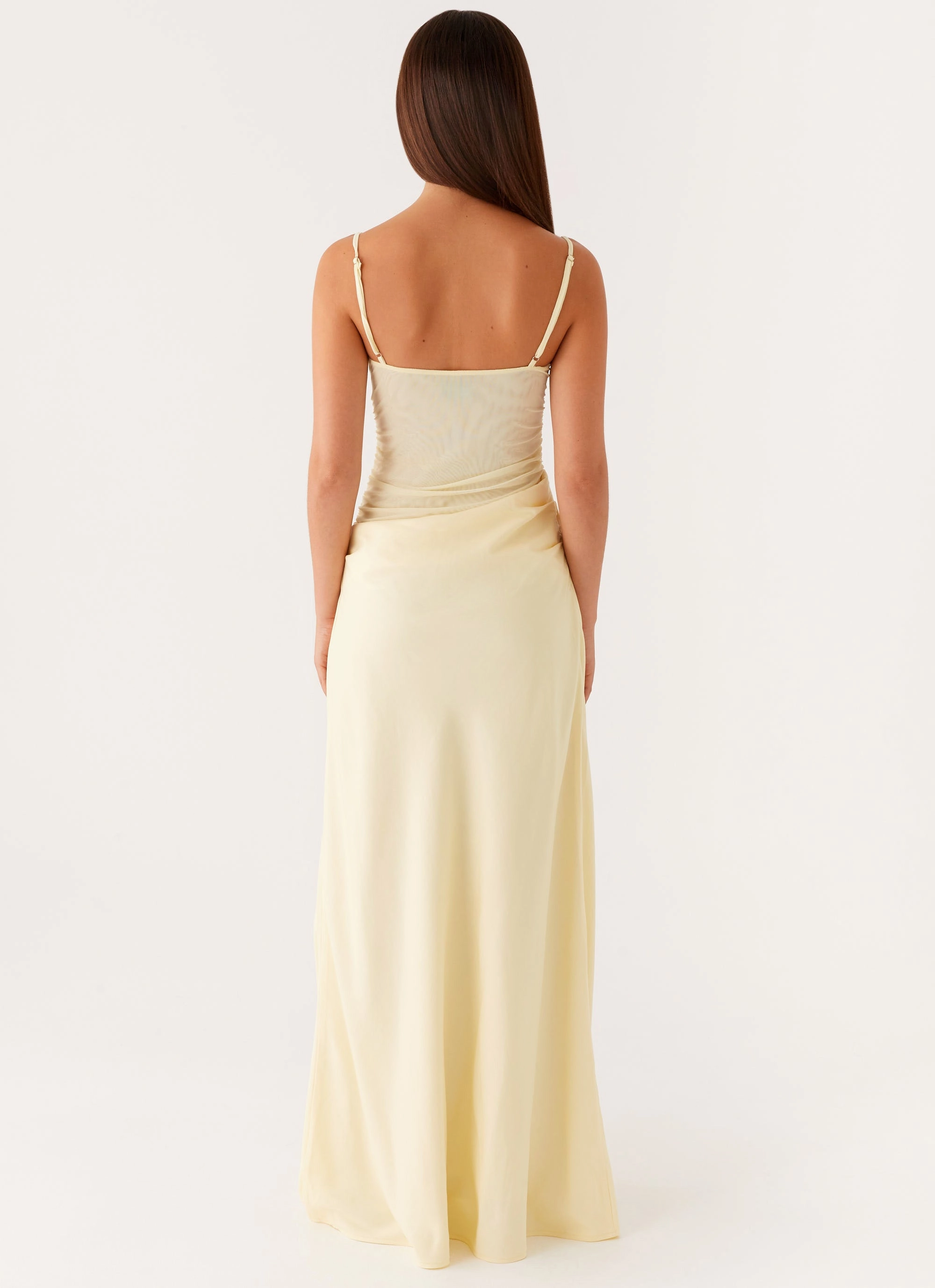Chic Waist Piped-Edge Romy Maxi Dress - Yellow