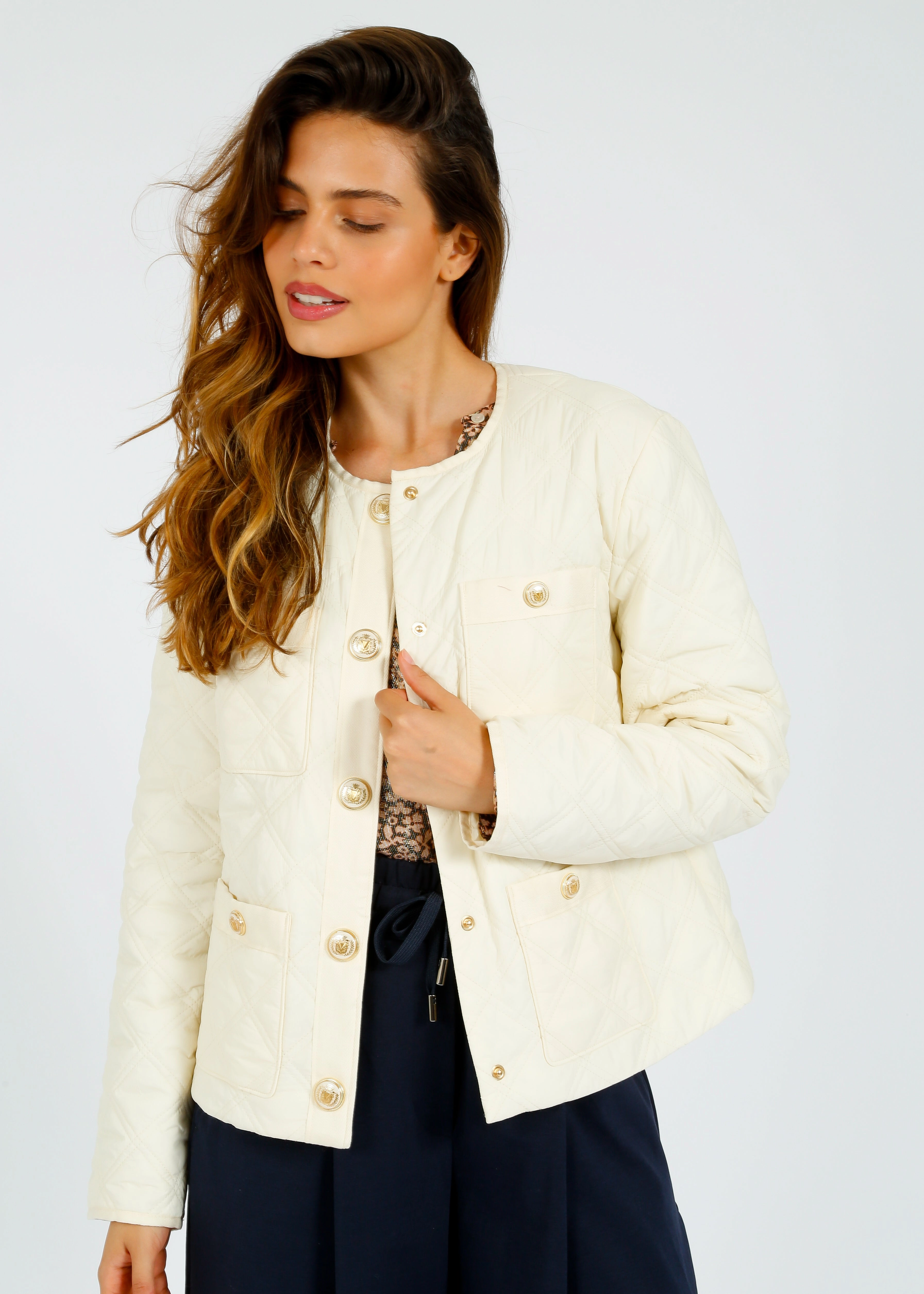 VB Shalia Jacket in Ivory Reinforced Shoulder Protection Quick Access Closures