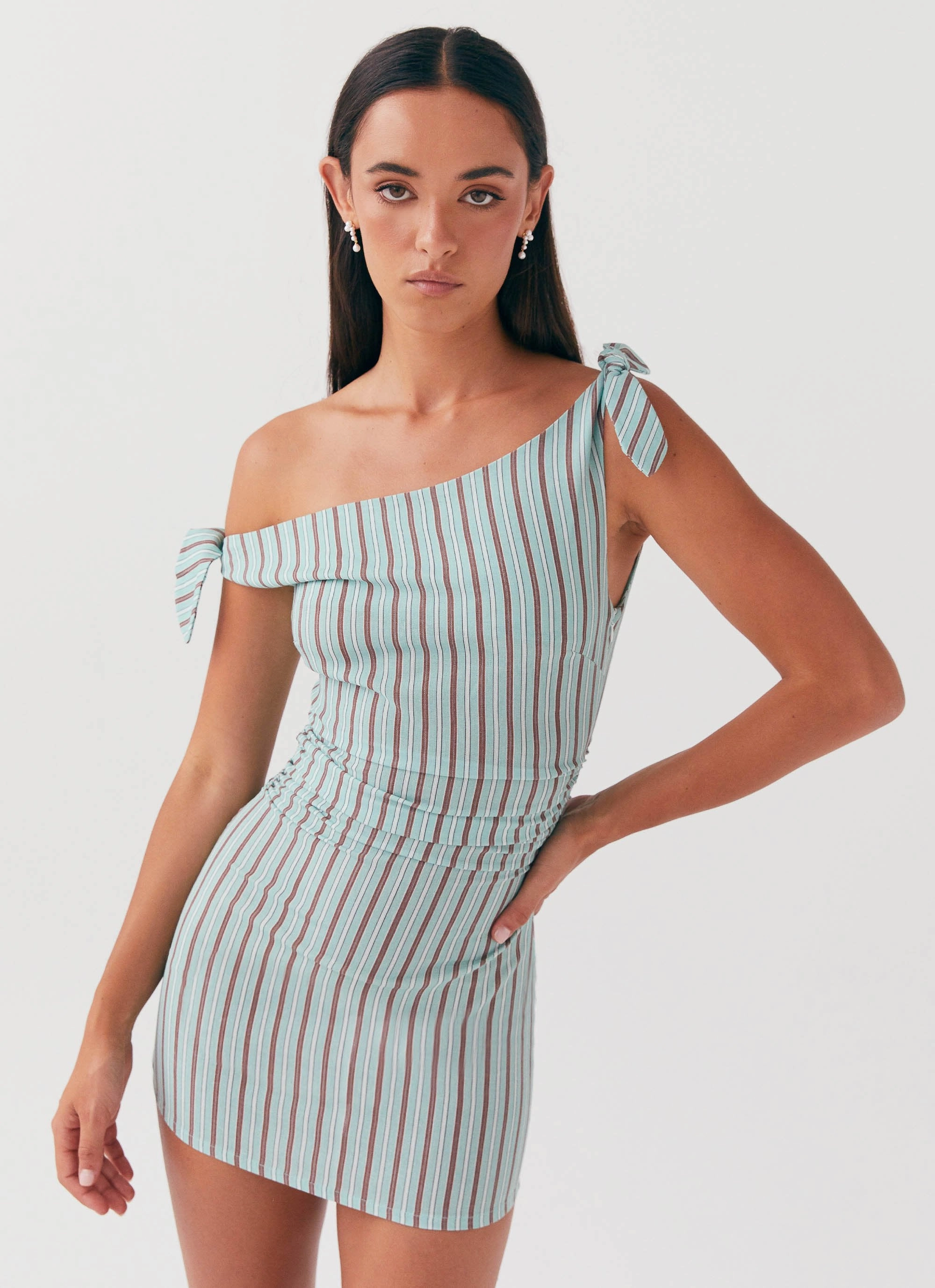 Lounge Vibes Fresh Combo Amazonia Linen Mini Dress - Coastal Stripe