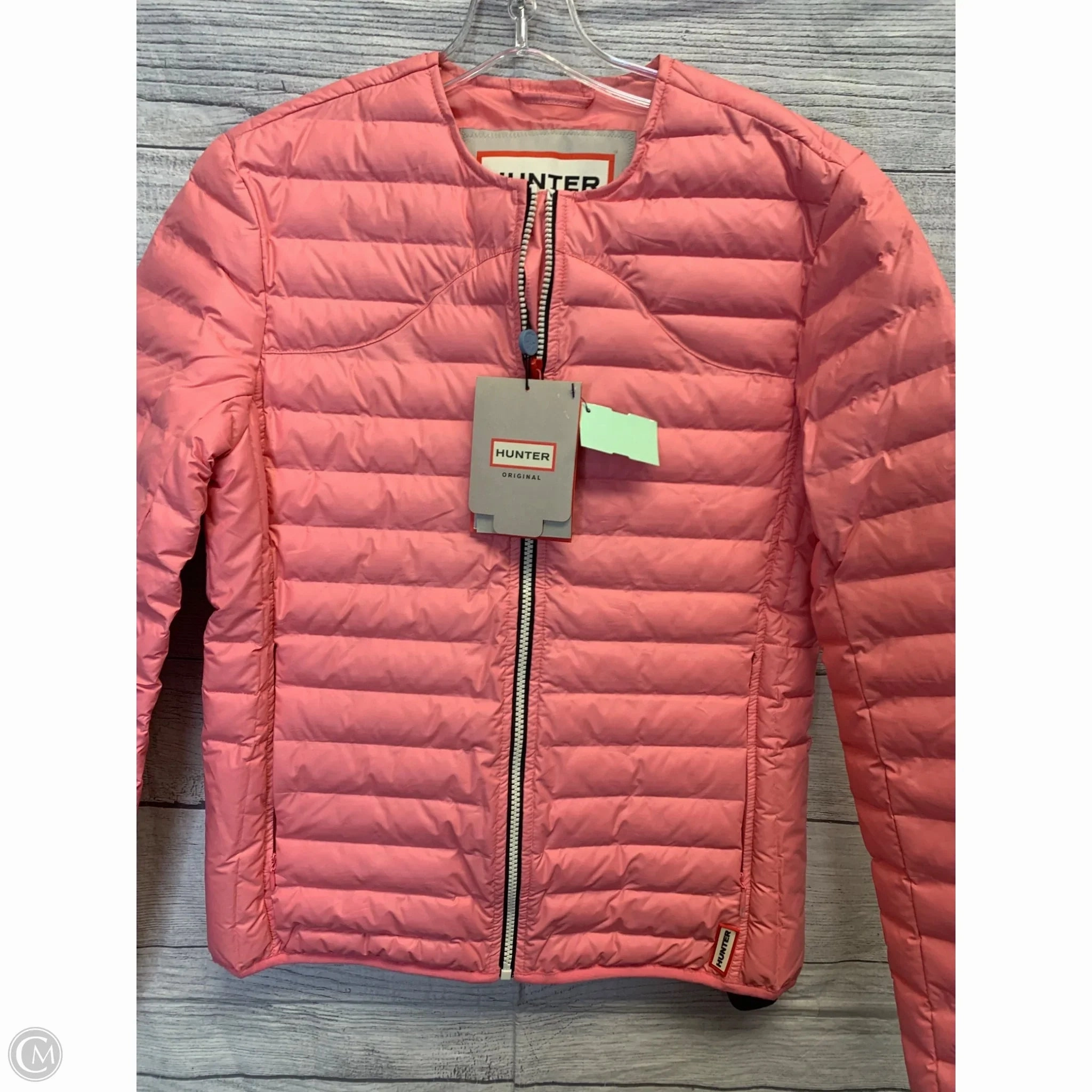 Reinforced Elbow Padding Houndstooth Print Coat Puffer & Quilted By Hunter In Pink, Size: S
