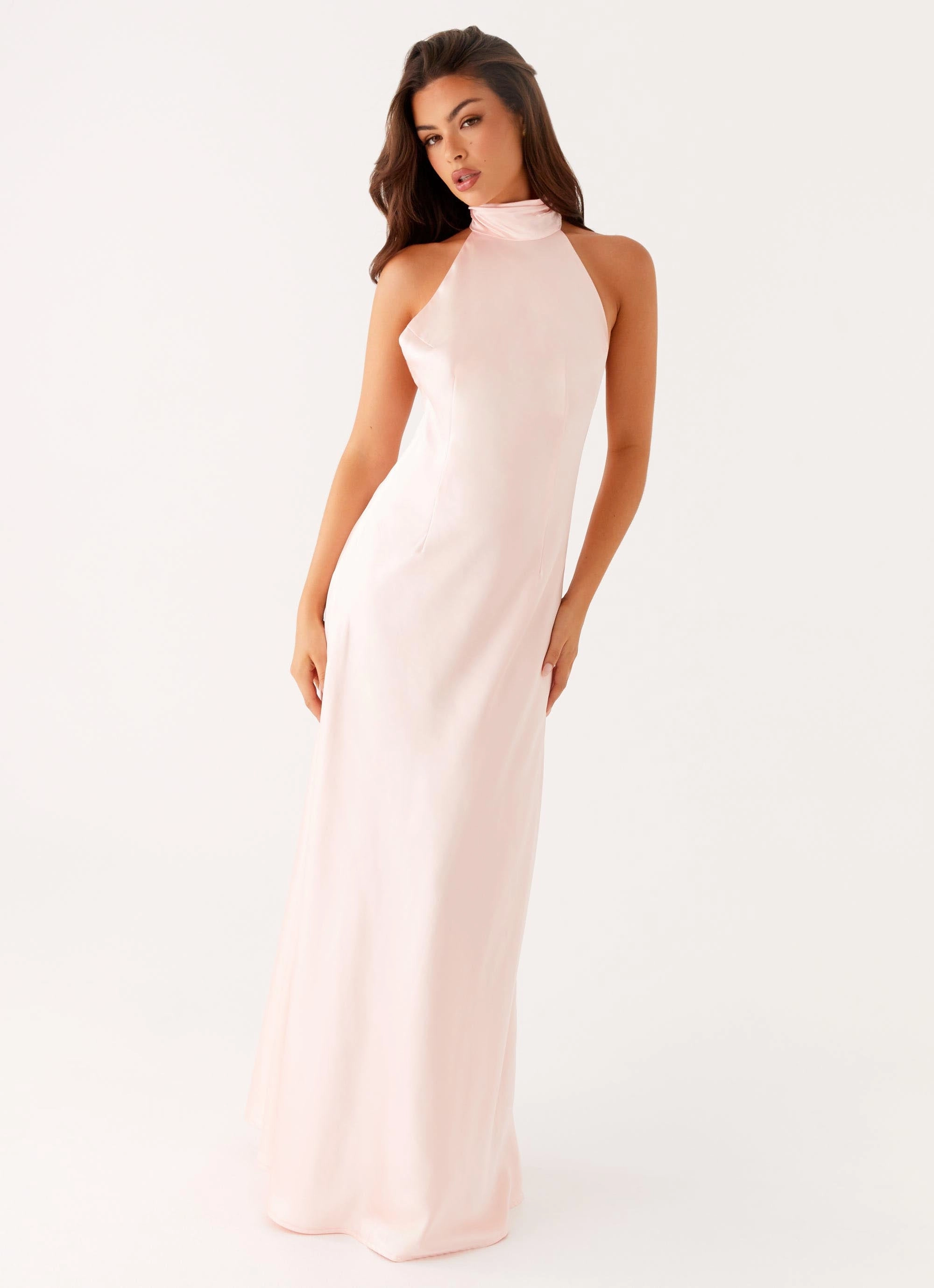 Siani Backless Maxi Dress - Pink Elegant Line